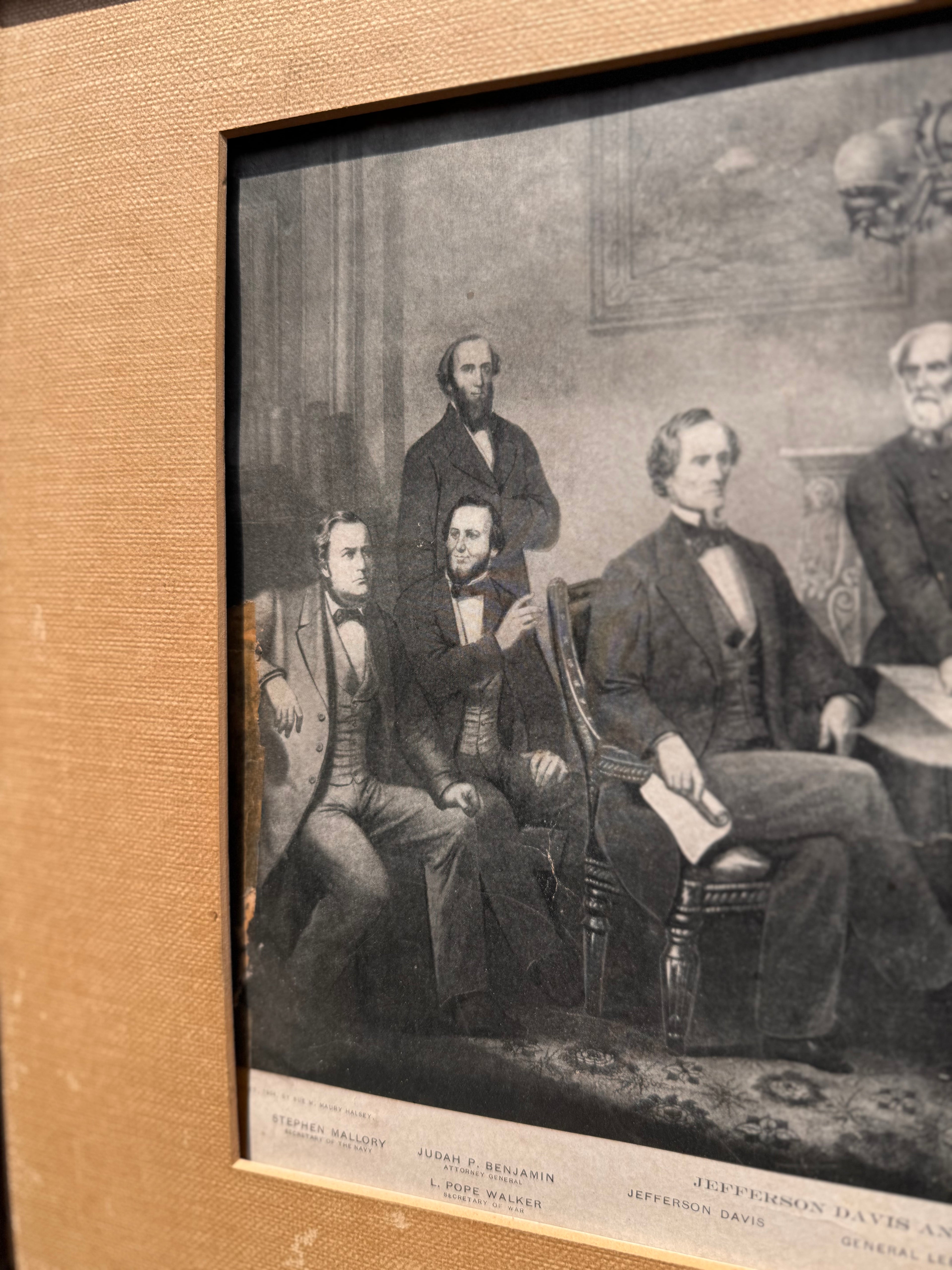 Antique 1904 “Jefferson Davis and His Cabinet” Framed Print