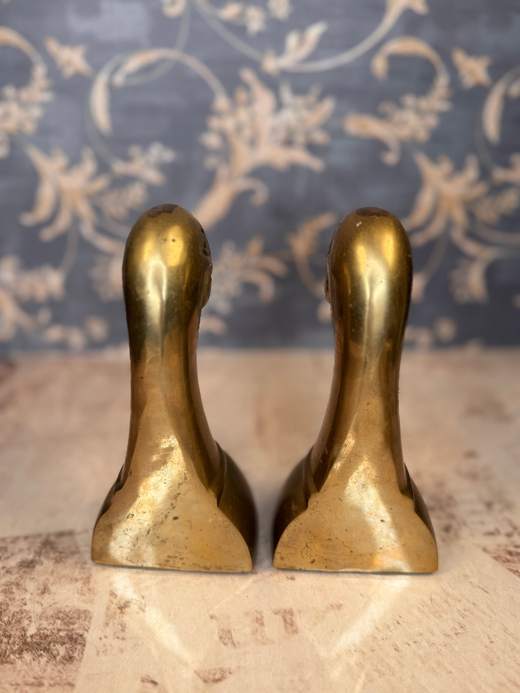 Vintage Brass Duck Bookends | Mid-Century Waterfowl Bookends