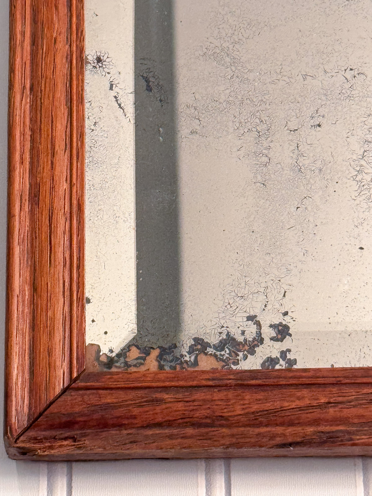 Antique Beveled Wood Mirror | Solid Wood Frame