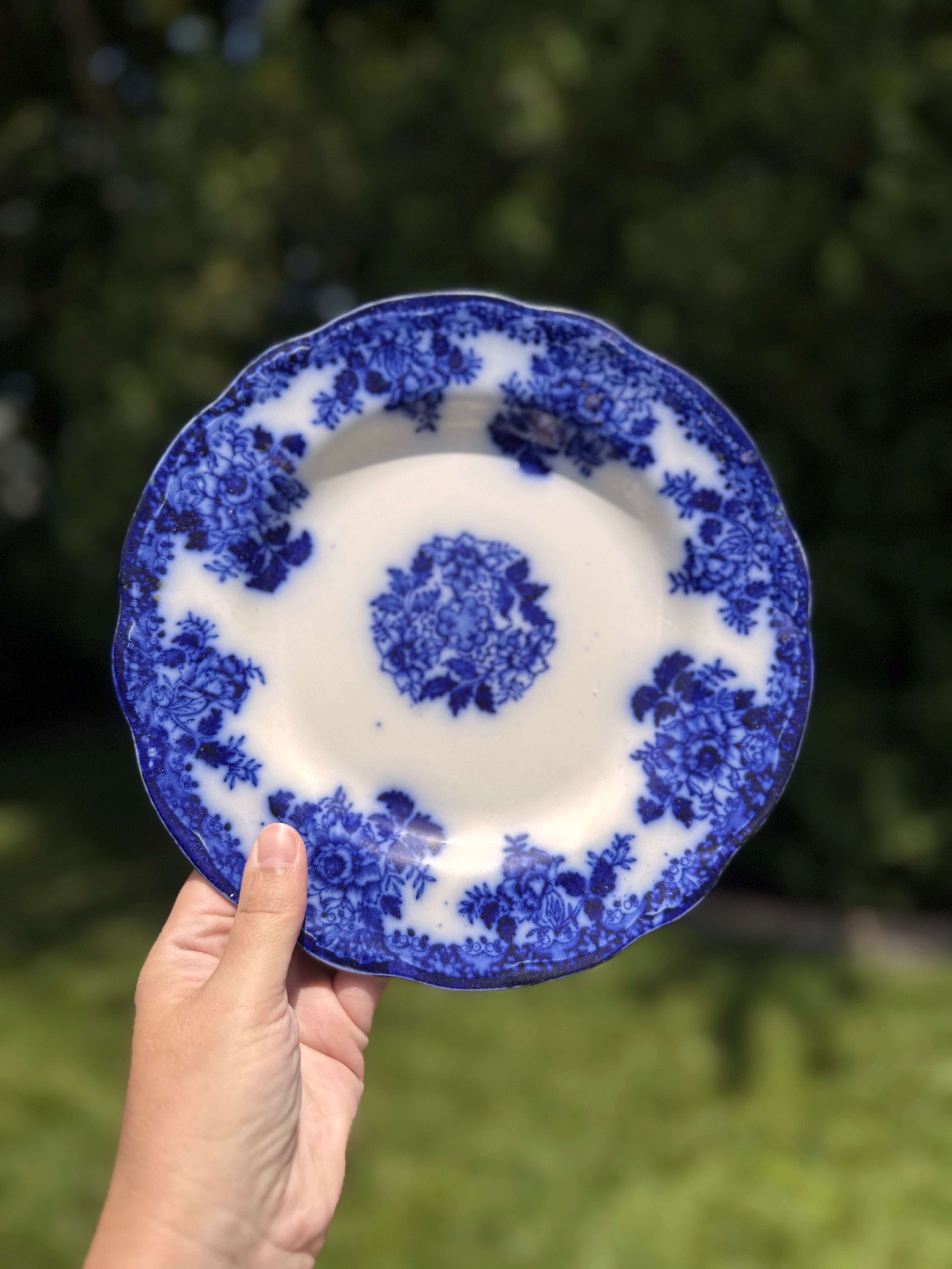 1890s English Flow Blue Waldorf Plate | 9” Staffordshire England