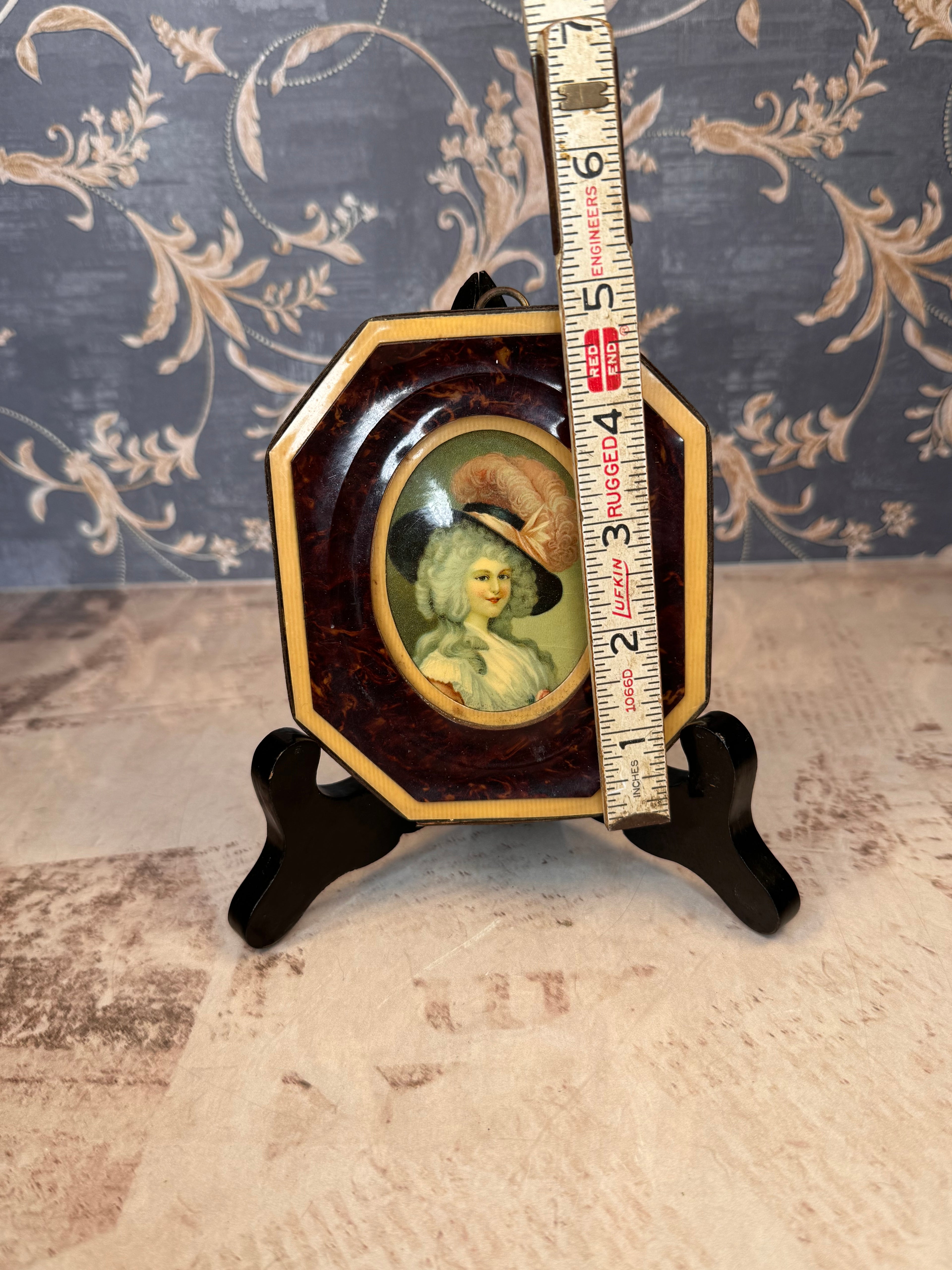 Vintage Duchess of Devonshire Portrait in Faux Tortoiseshell Frame