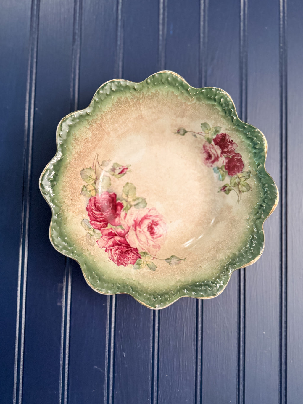 Antique La Belle China Victorian Rose Porcelain Bowl | Wheeling Pottery