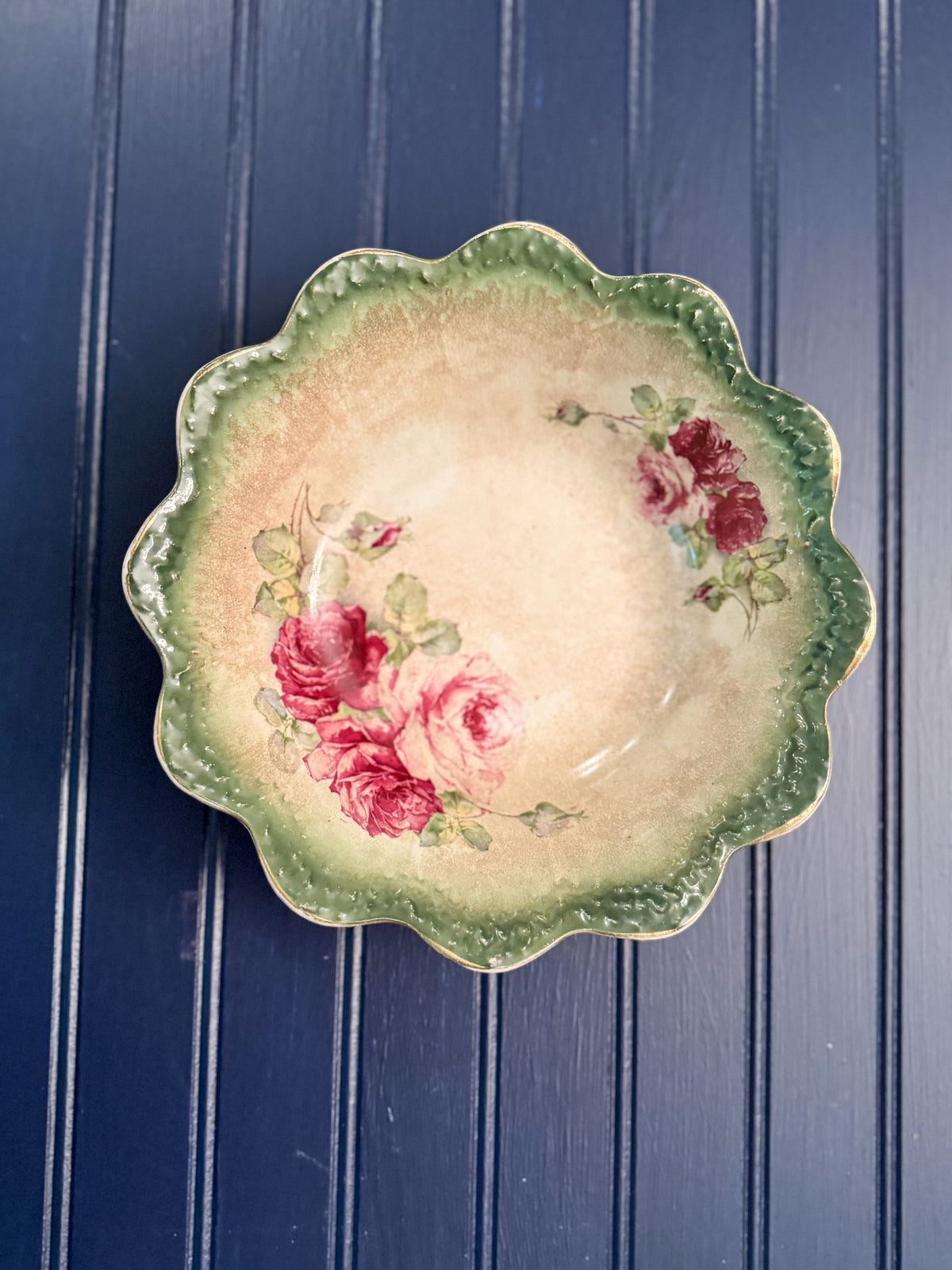 Antique La Belle China Victorian Rose Porcelain Bowl | Wheeling Pottery