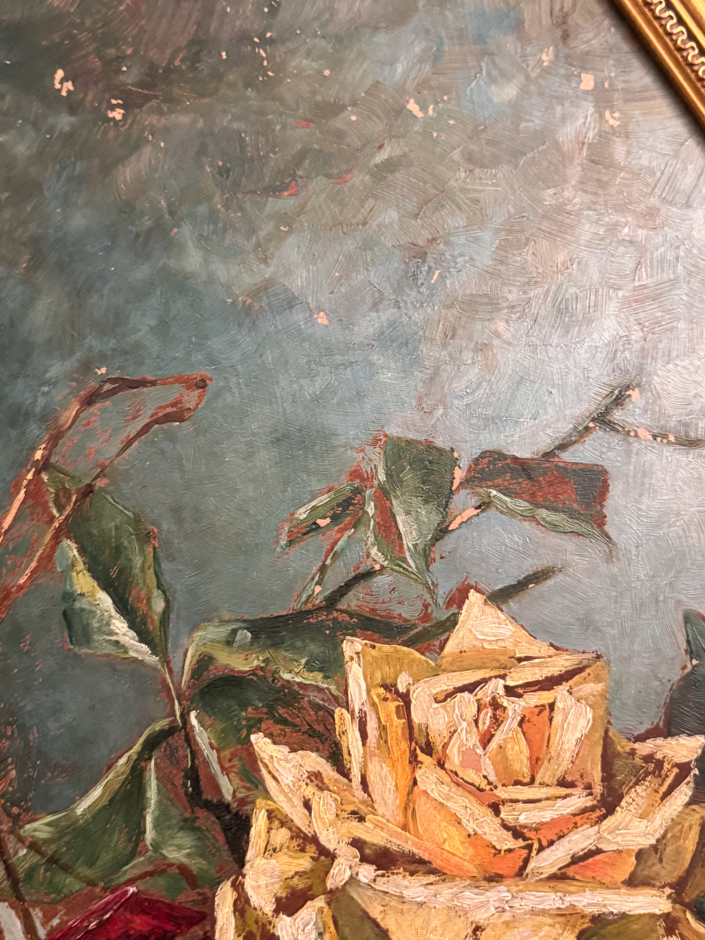 1901 Signed Oil on Board Still Life | Roses & Wine Bottle