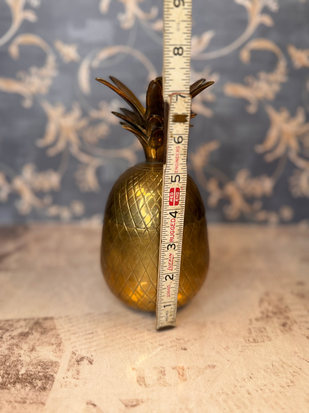 Vintage Brass Pineapple Trinket Box Lidded Brass Container