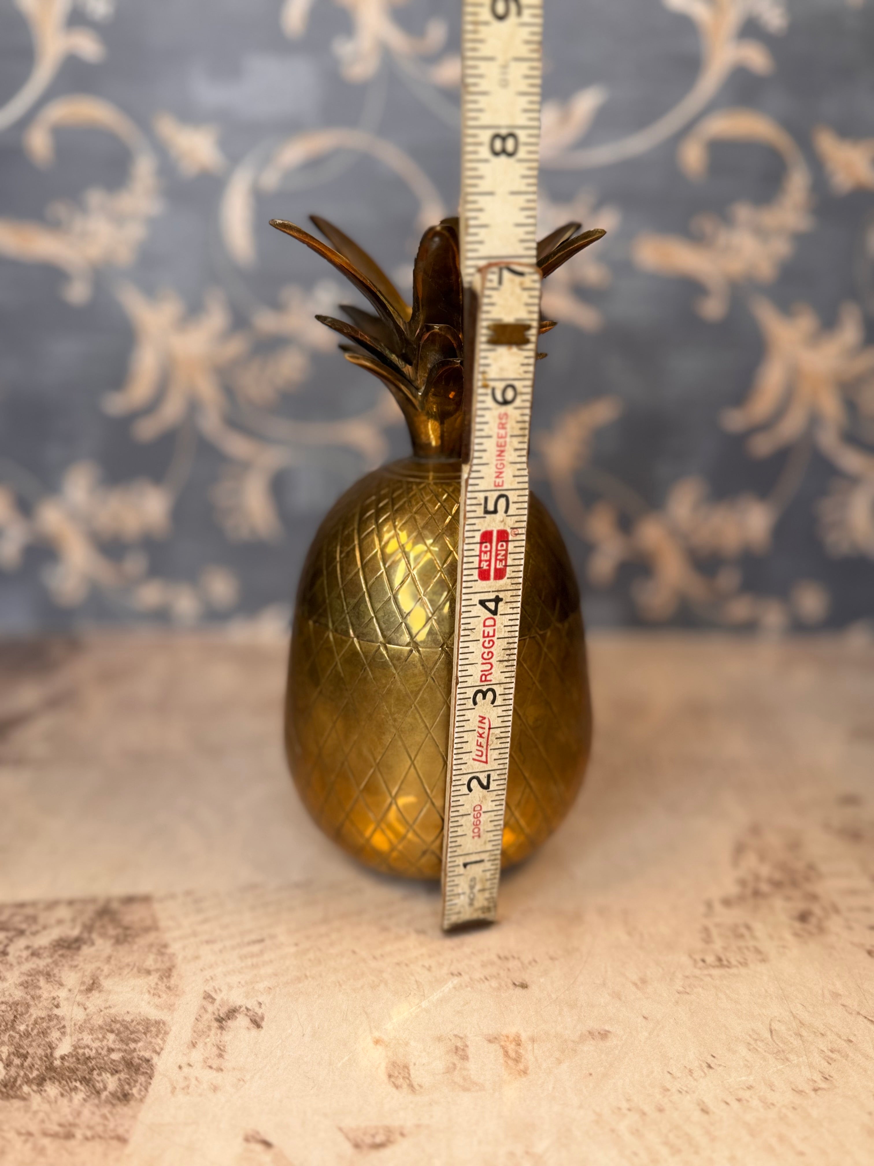 Vintage Brass Pineapple Trinket Box Lidded Brass Container