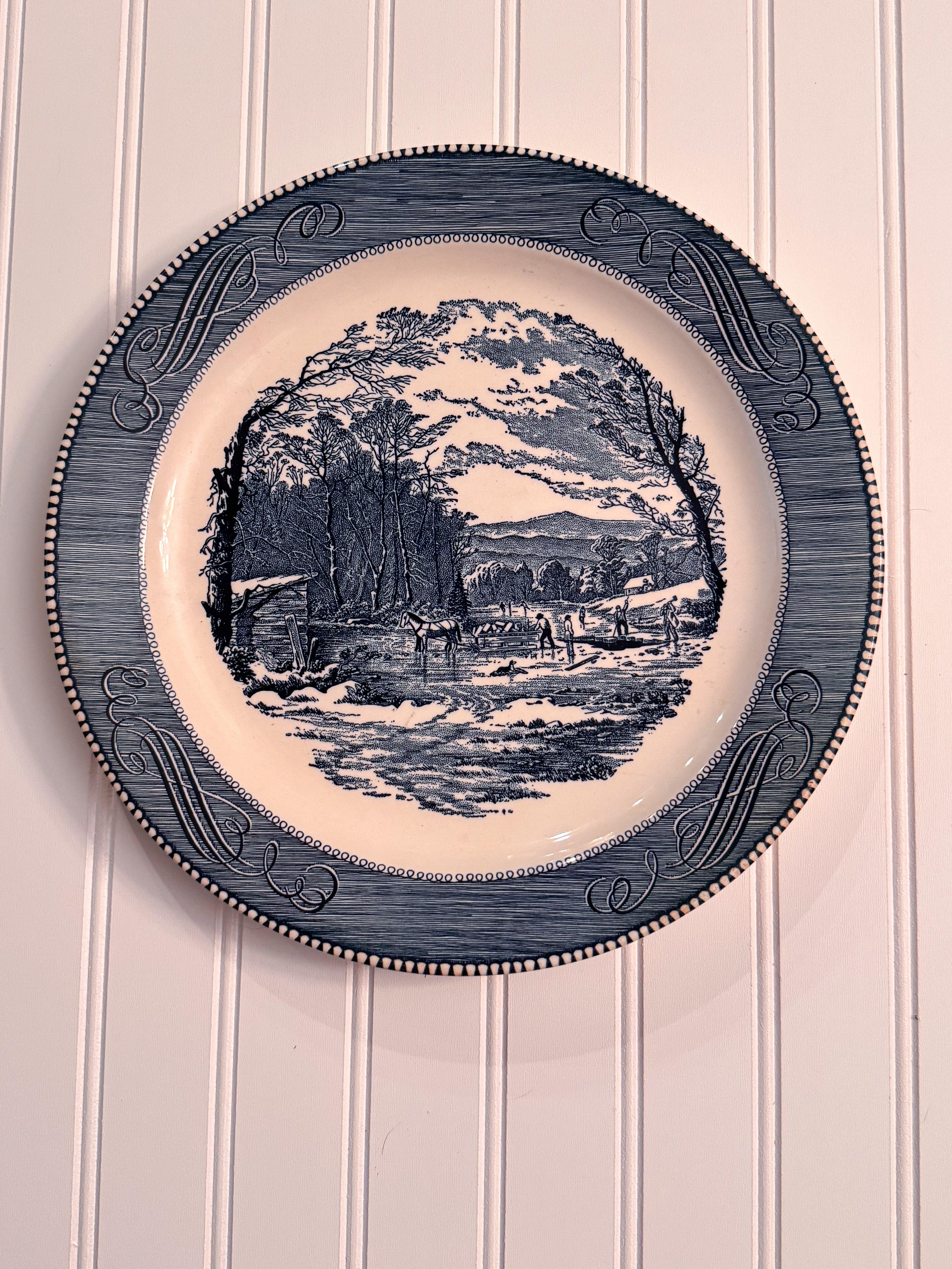 Royal China “Currier & Ives” Chop Plate | Getting Ice | 12”