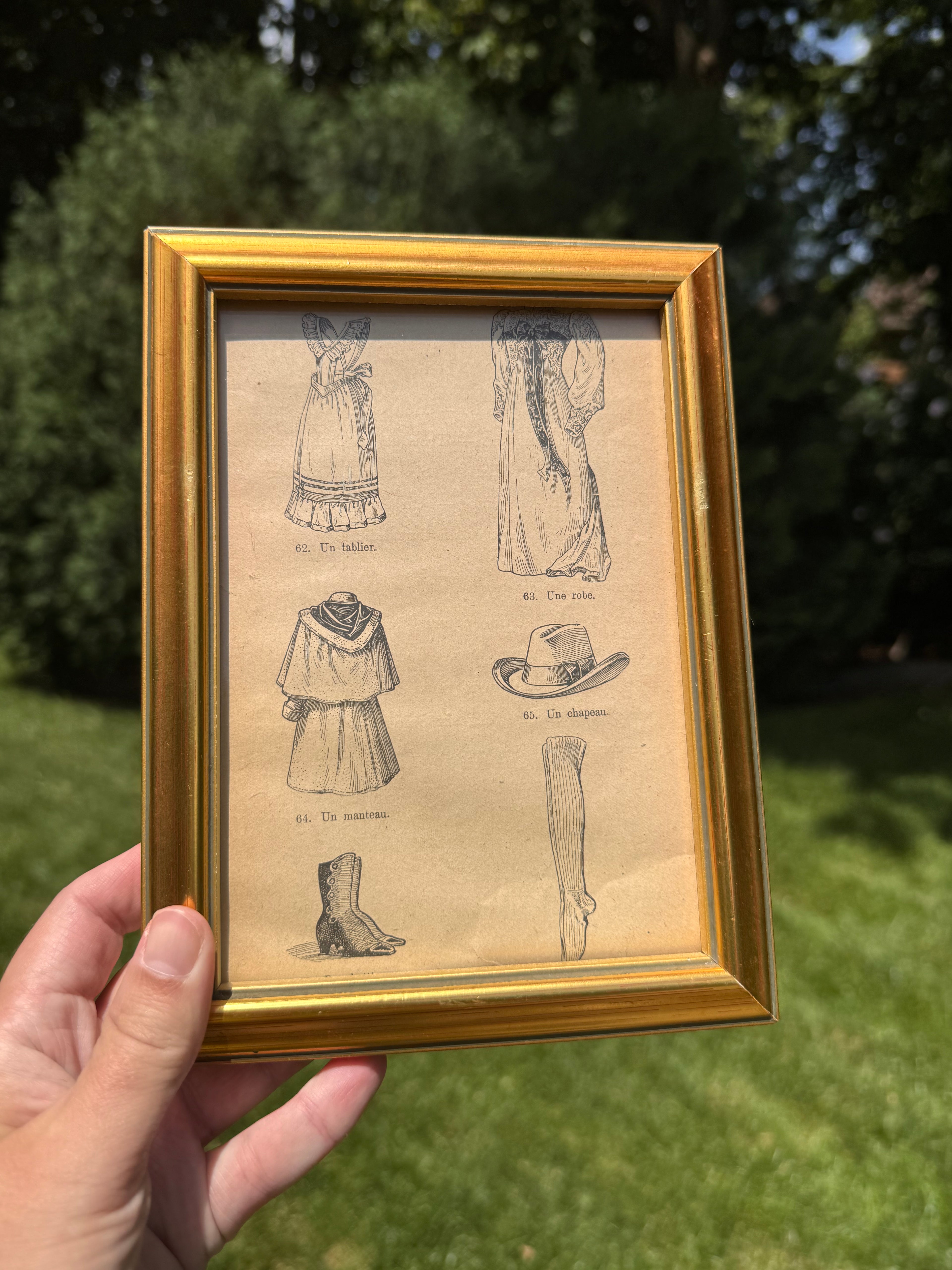 Framed French Fashion Engraving | Petit à Petit Antique Book Illustration | 5” × 7”