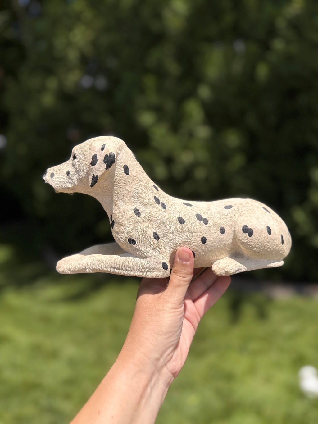 Vintage Sandicast Dalmatian Figurine | Mid-Century Modern Resin Dog Sculpture | 10”