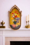 Antique Signed Floral Still Life Oil on Board, Ornate Frame – 28” x 16”