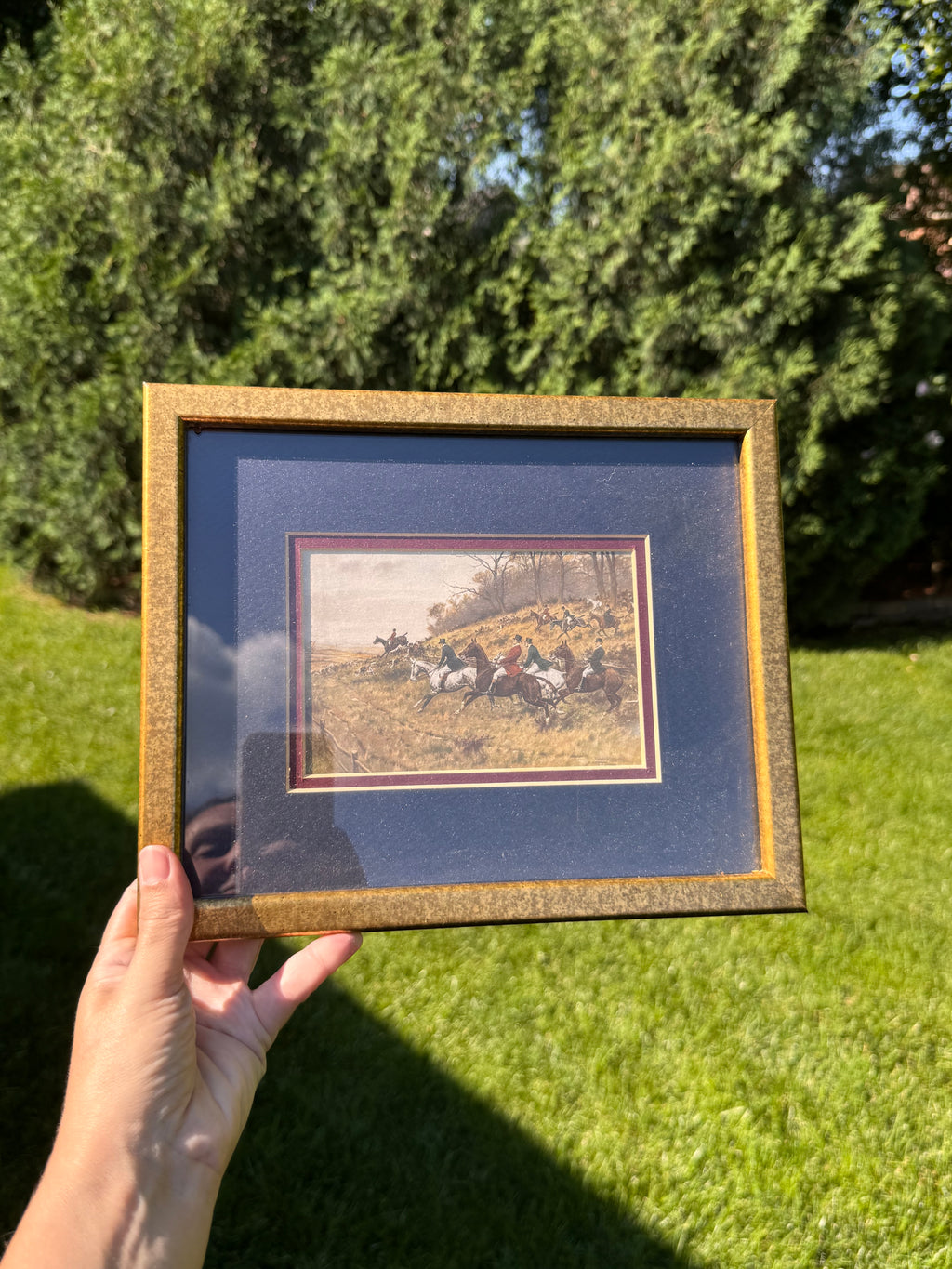 Vintage George Wright “Full Cry” Fox Hunting Equestrian Print | Framed Sporting Art