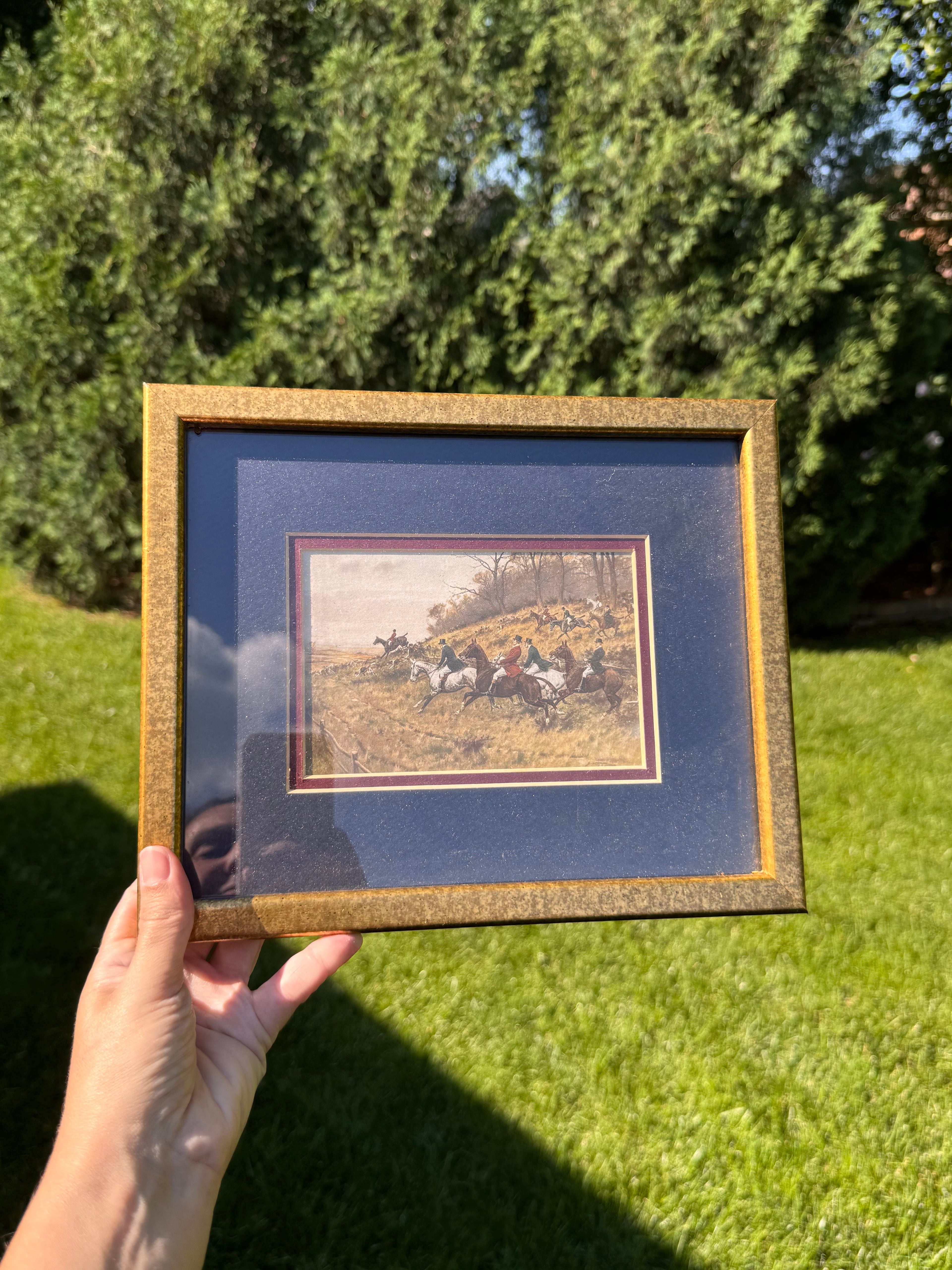 Vintage George Wright “Full Cry” Fox Hunting Equestrian Print | Framed Sporting Art