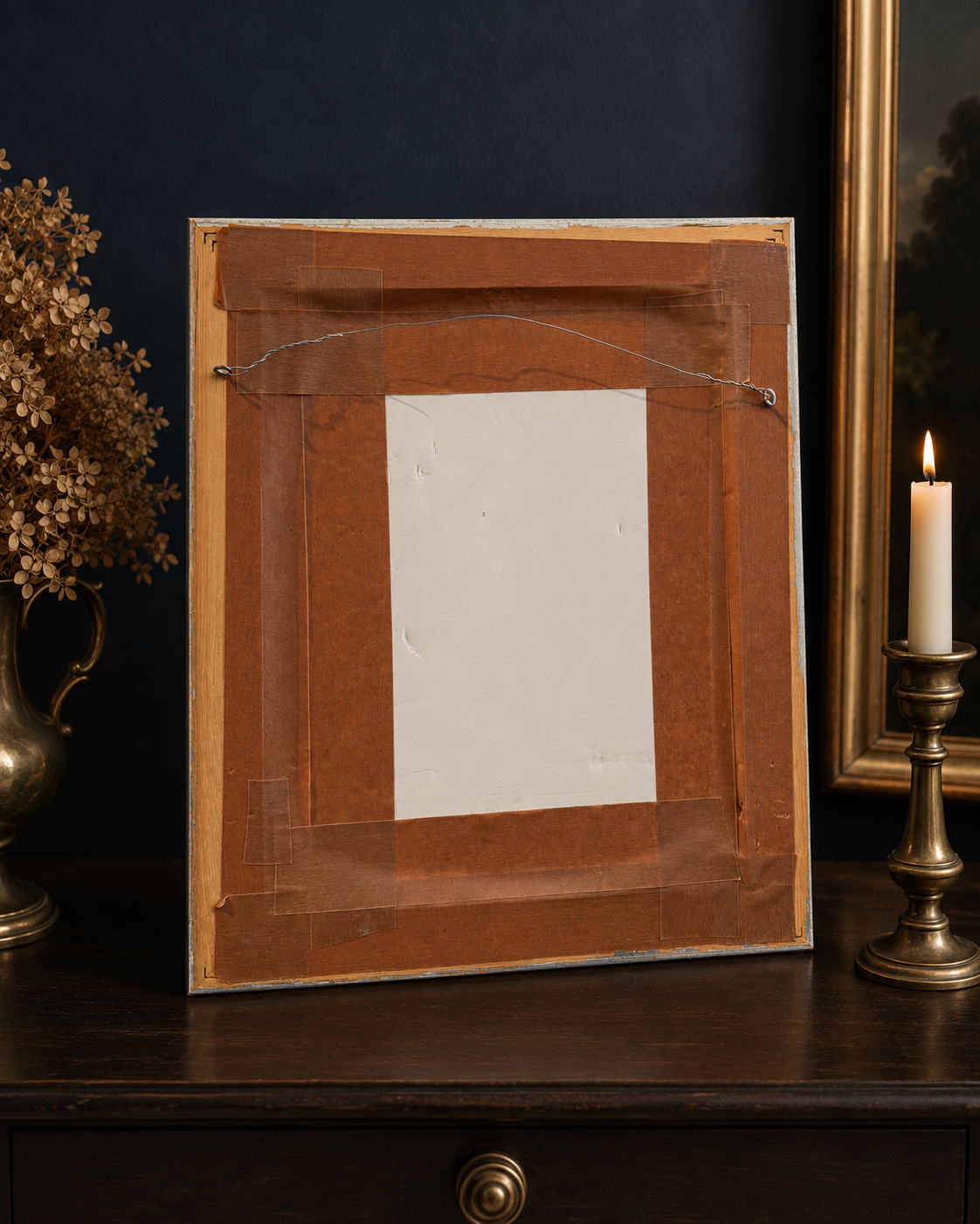 Antique German Architectural Engraving, 1600–1630 Tomb Design Study in Silver Frame, 13” x 16”