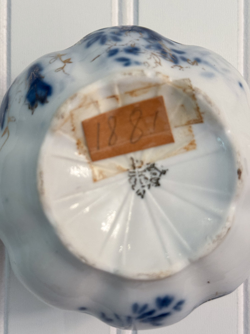 Antique English Flow Blue Miniature Creamer | Cobalt Floral Transferware Pitcher