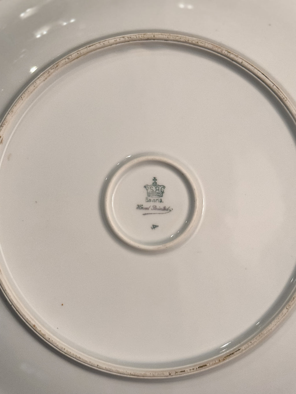 Antique P.S.A.G. Bavaria Maurville Hand-Painted Pink Rose Porcelain Charger | 12”