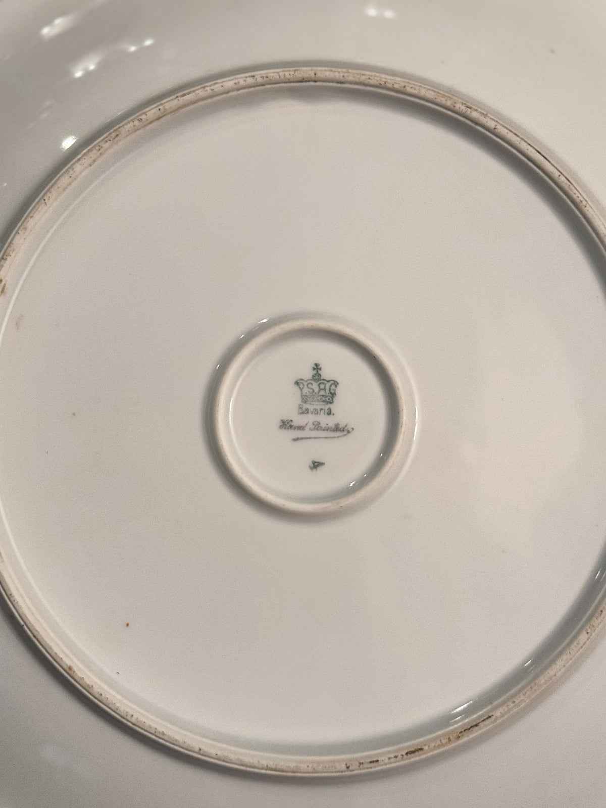 Antique P.S.A.G. Bavaria Maurville Hand-Painted Pink Rose Porcelain Charger | 12”