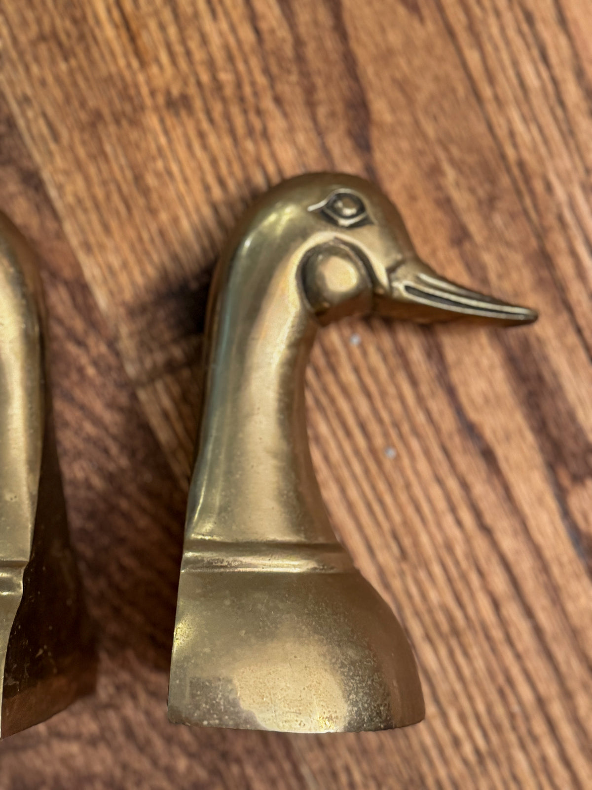 Vintage Brass Duck Bookends | Mid-Century Waterfowl Bookends