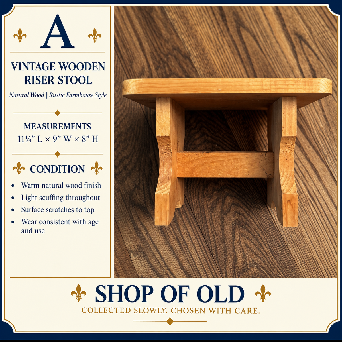 Vintage Wooden Riser Stool | Natural Wood Display Stand