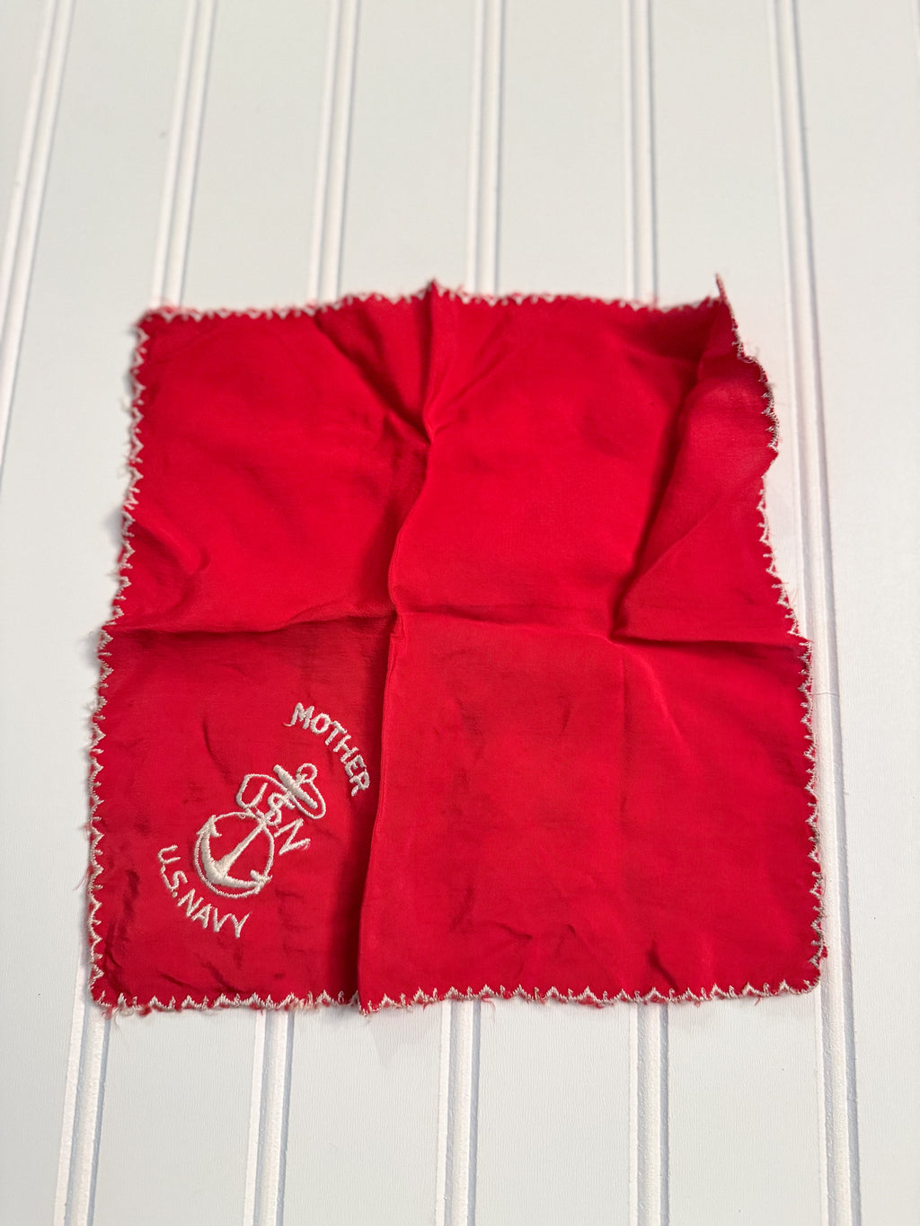 Vintage U.S. Navy “Mother” Sweetheart Hanky | Embroidered Silk