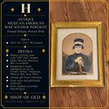 Antique Mexican-American War Soldier Portrait Print | 1847 Military Portrait in Gilt Frame