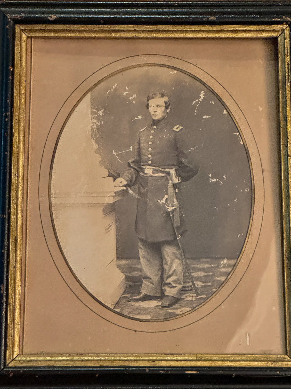 Antique Civil War Soldier Photographic Reproduction | Framed Cabinet Card Portrait