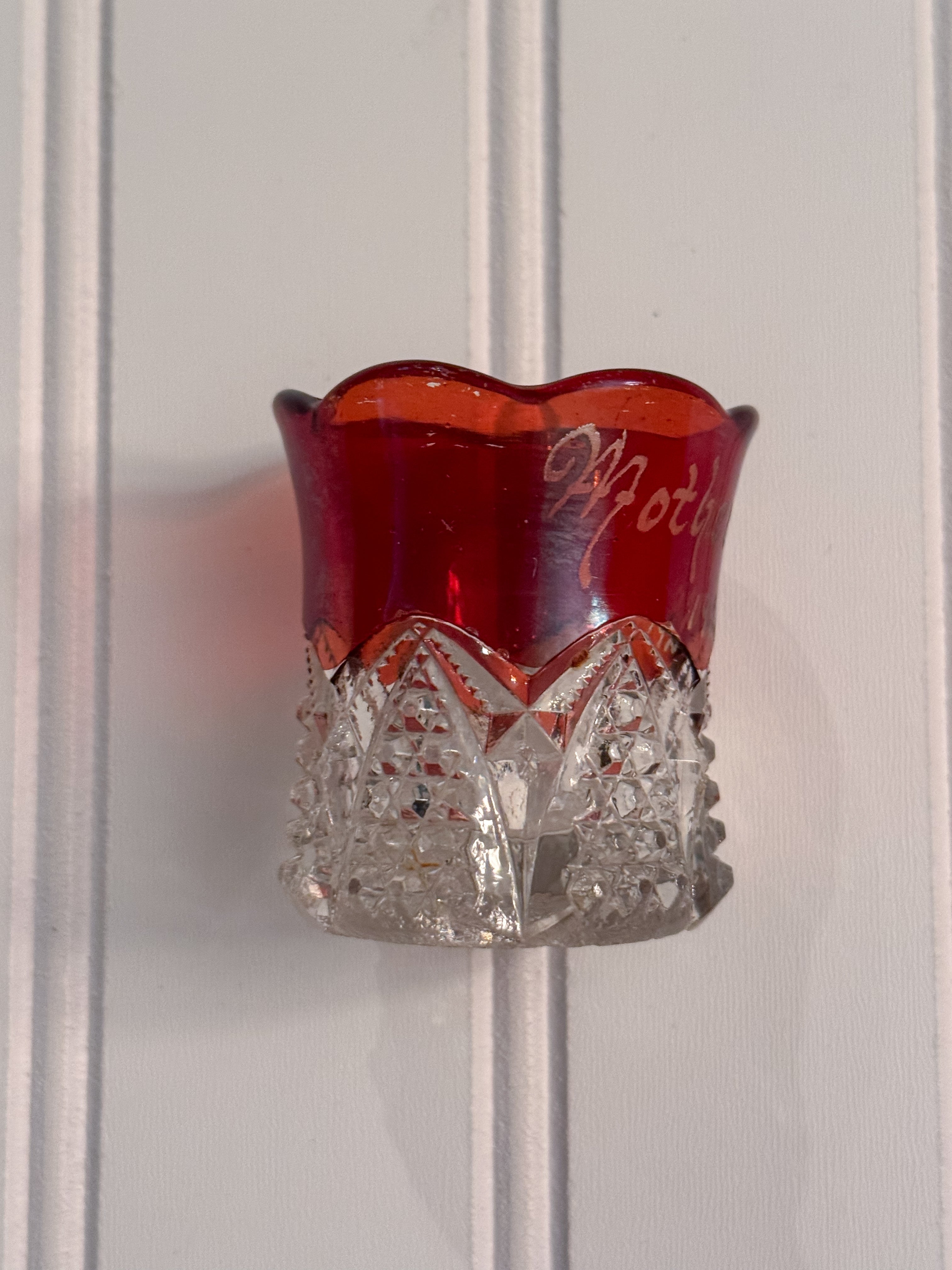 1921 Ruby Flash “Mother” Toothpick Holder