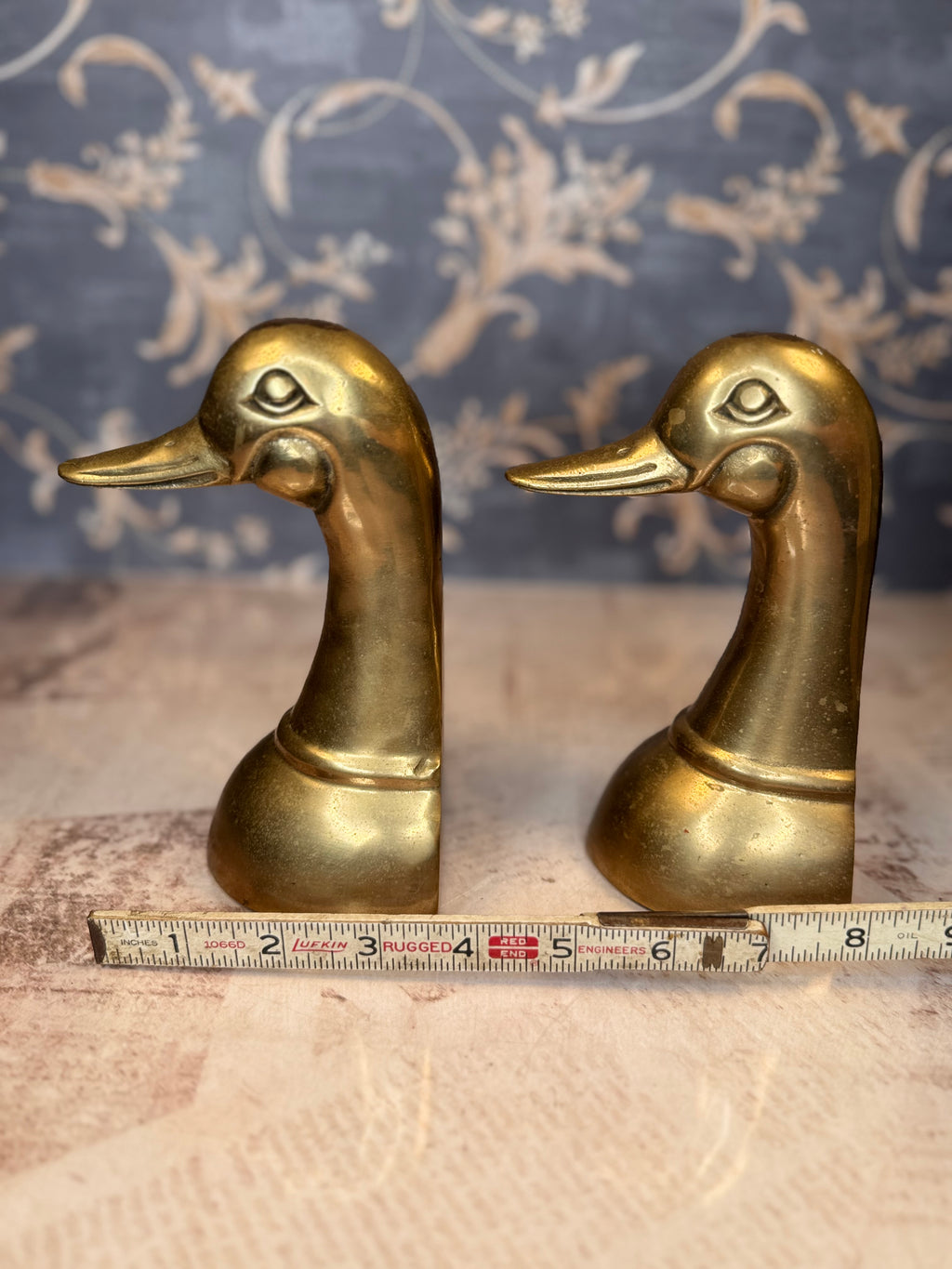 Vintage Brass Duck Bookends | Mid-Century Waterfowl Bookends