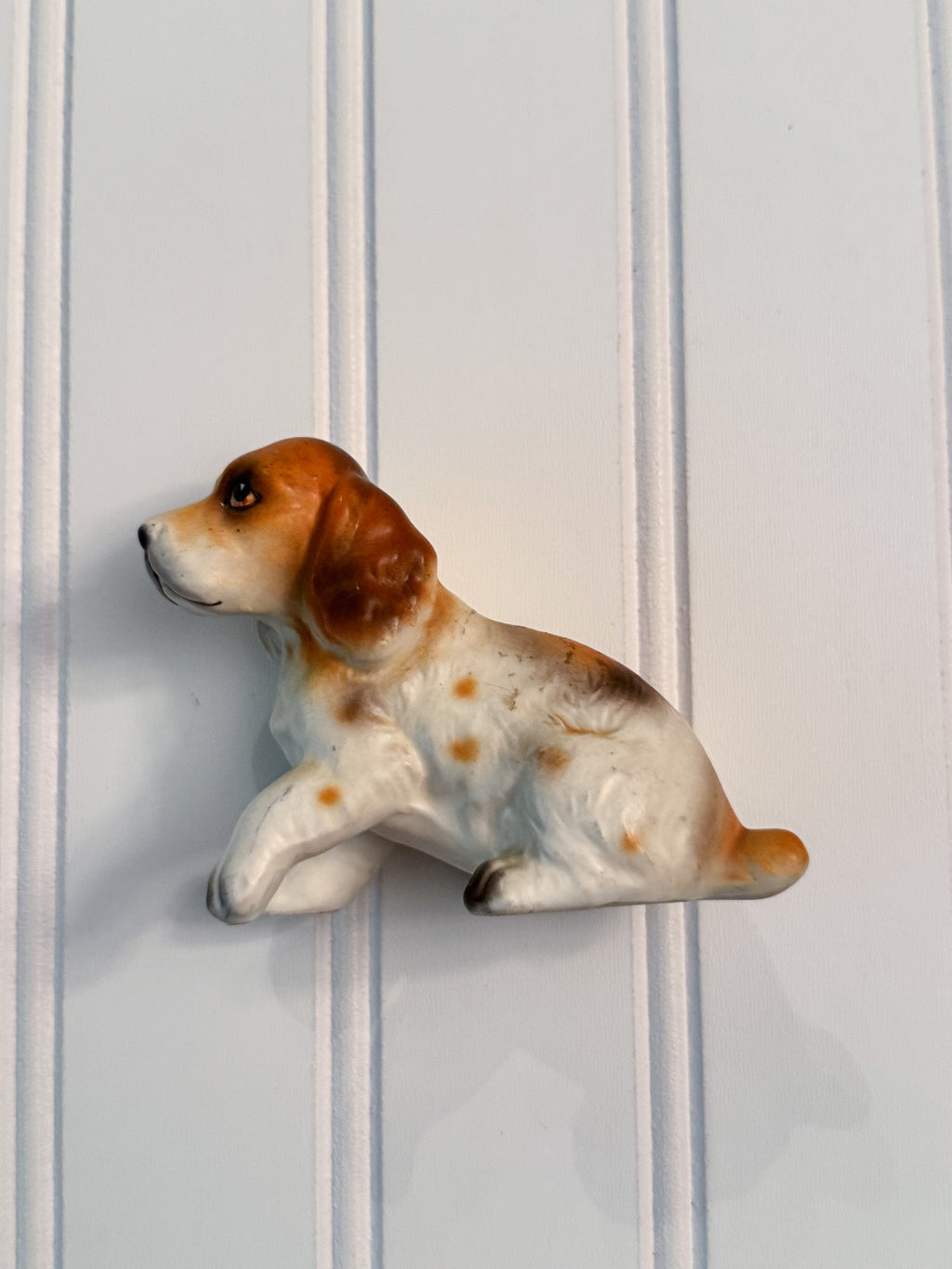 Vintage Hand-Painted Ceramic Beagle Puppy Figurine | Small Dog Statue