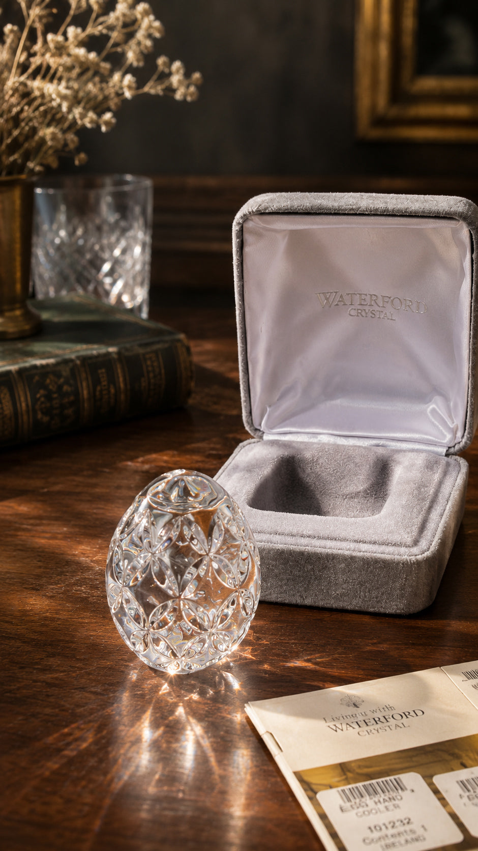 Vintage Waterford Crystal Egg Hand Cooler Paperweight | Made in Ireland | Complete with Original Box & Papers