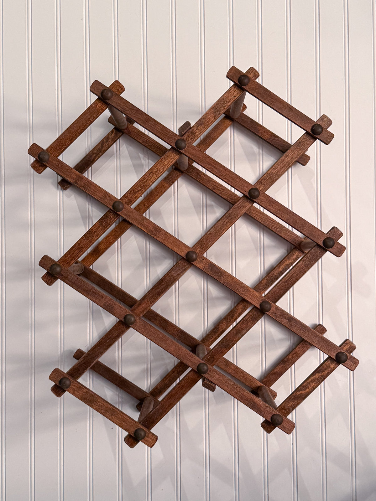 Vintage Accordion Wine Rack | Solid Wood | Holds 8 Bottles