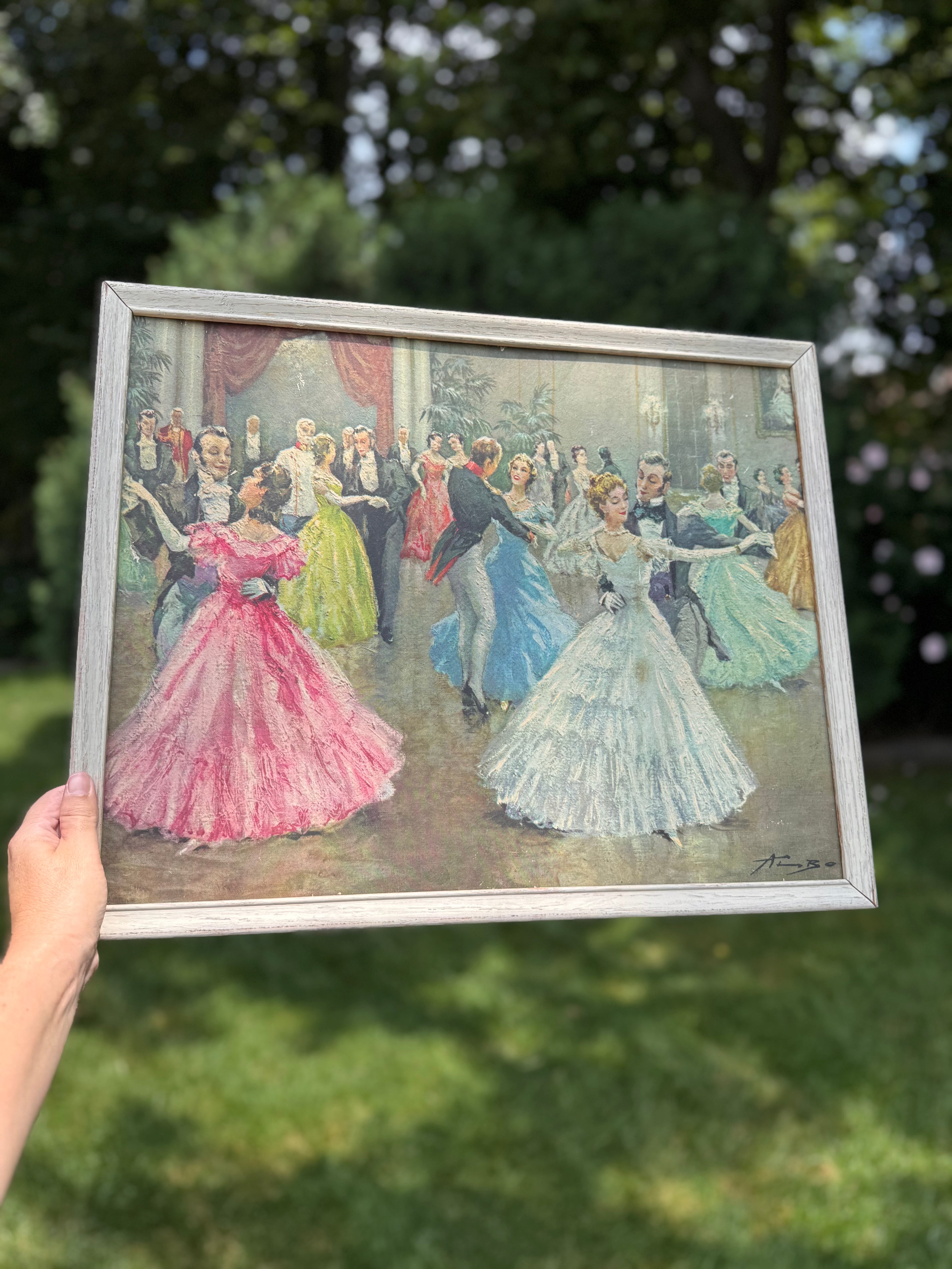 Vintage Framed “Strauss Waltz” Print by ALBO | Ballroom Dance Wall Art