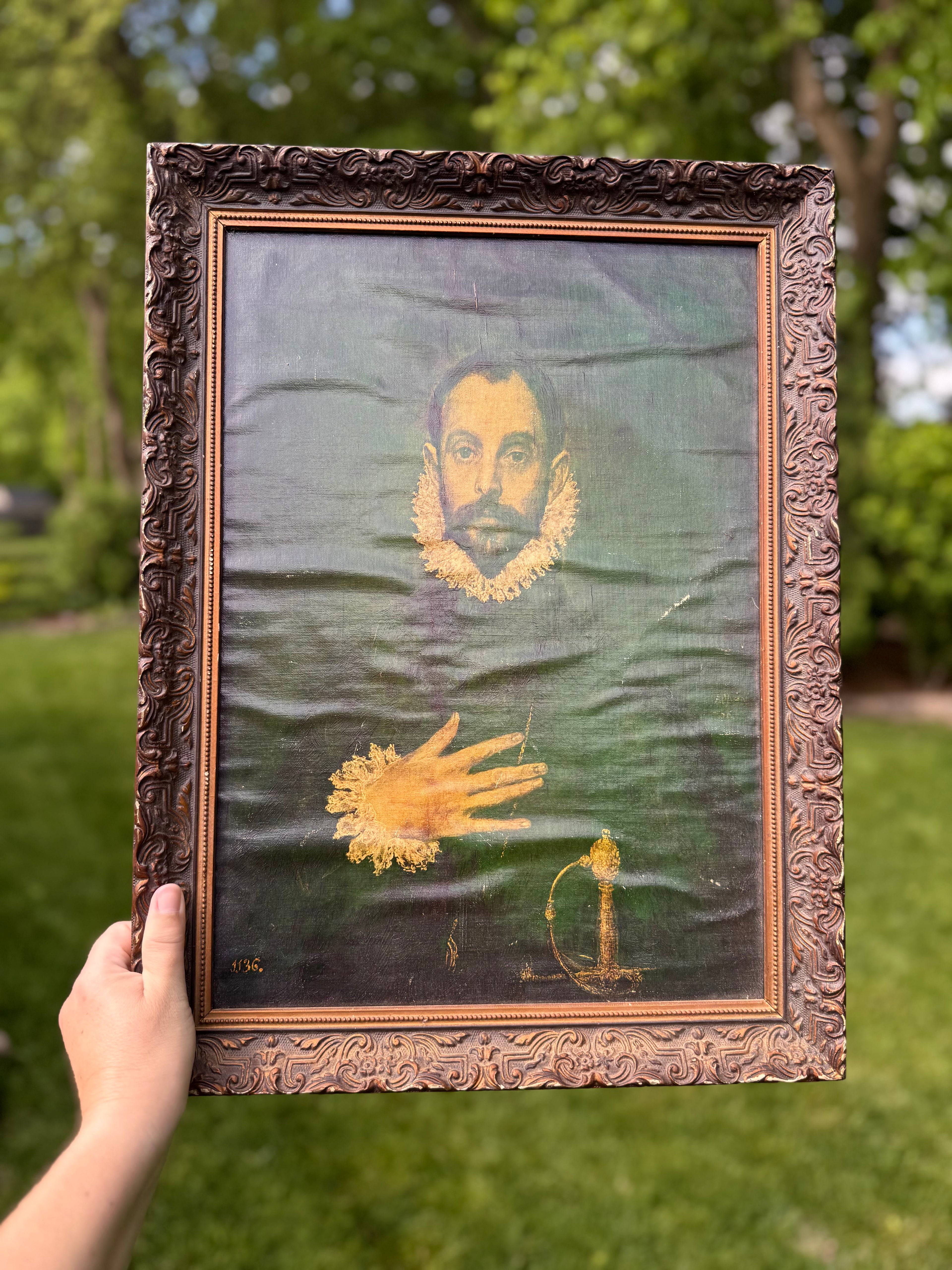 Vintage El Greco Portrait Print in Ornate Resin Frame