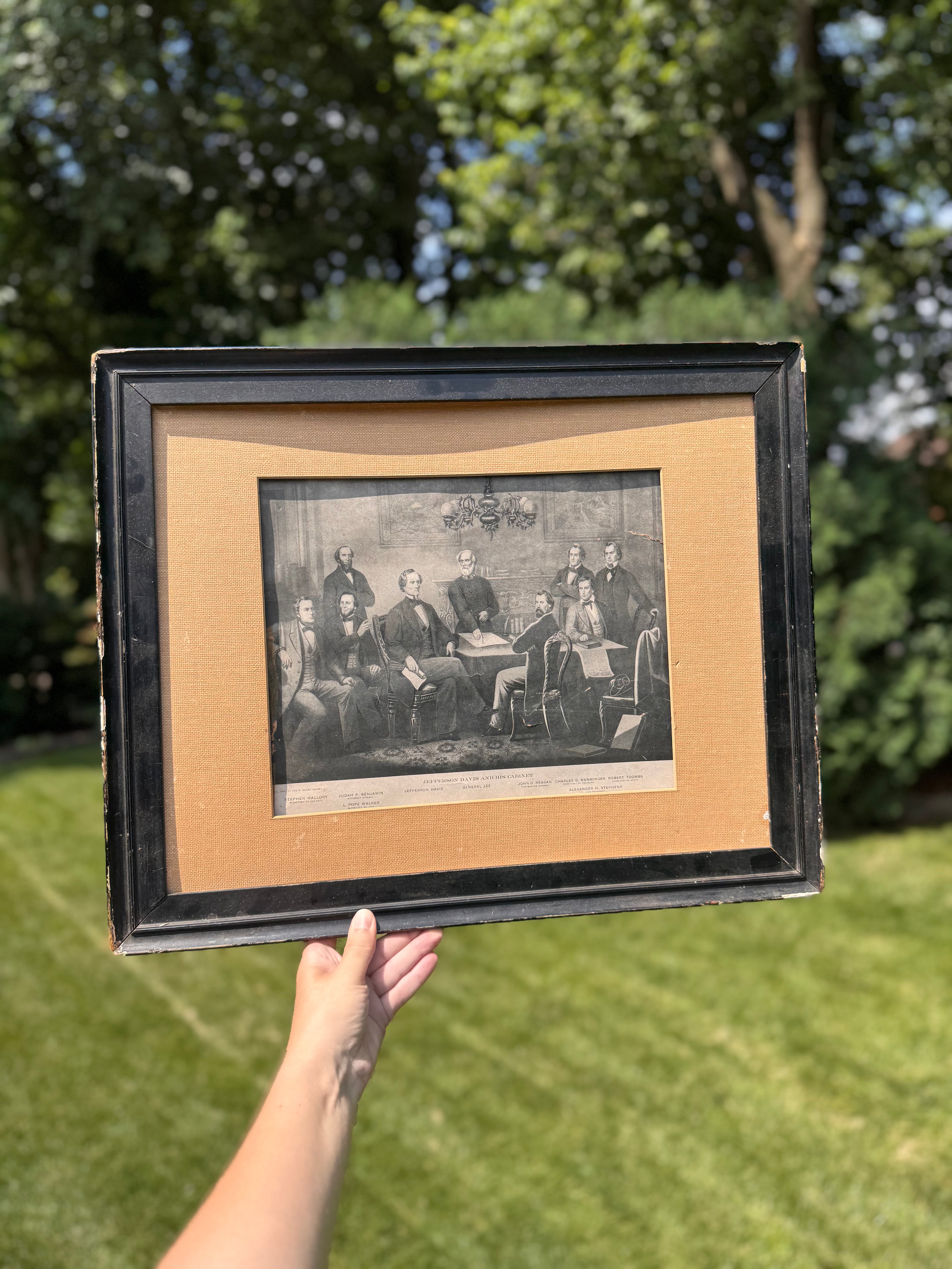 Antique 1904 “Jefferson Davis and His Cabinet” Framed Print