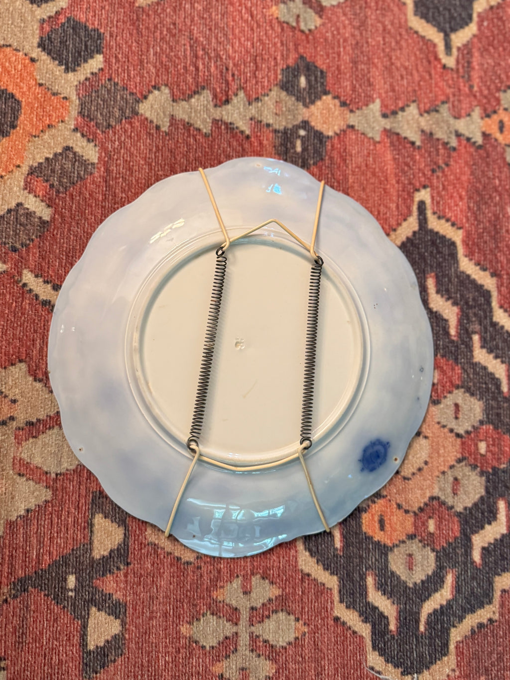 Antique W.H. Grindley Melbourne Flow Blue 10-Inch Plate with Wall Hanger | Victorian Staffordshire