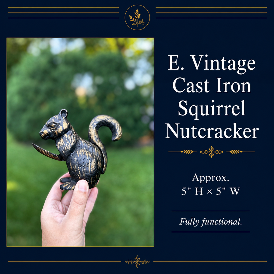 Vintage Cast Iron Squirrel Nutcracker | Heavy Woodland Nutcracker