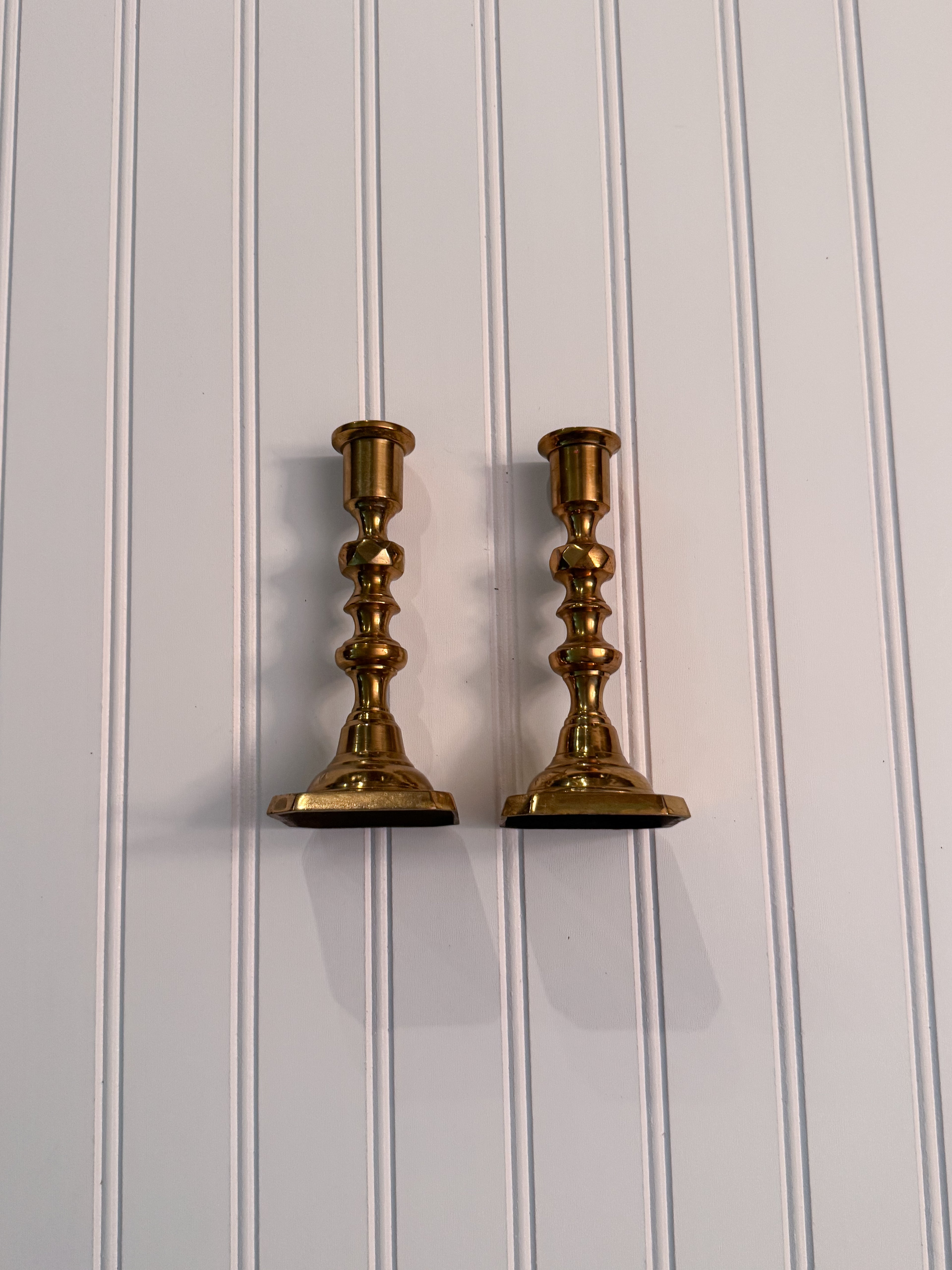 Vintage Solid Brass Candlestick Holders (Pair) | Classic Brass Candle Holders