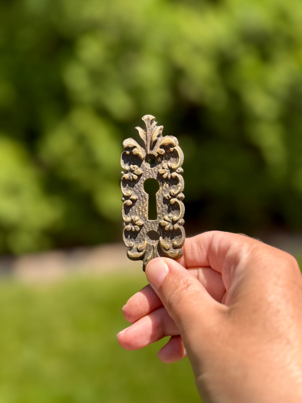 French Ornate Keyhole Escutcheon | Cast Metal Furniture Mount | Architectural Fragment