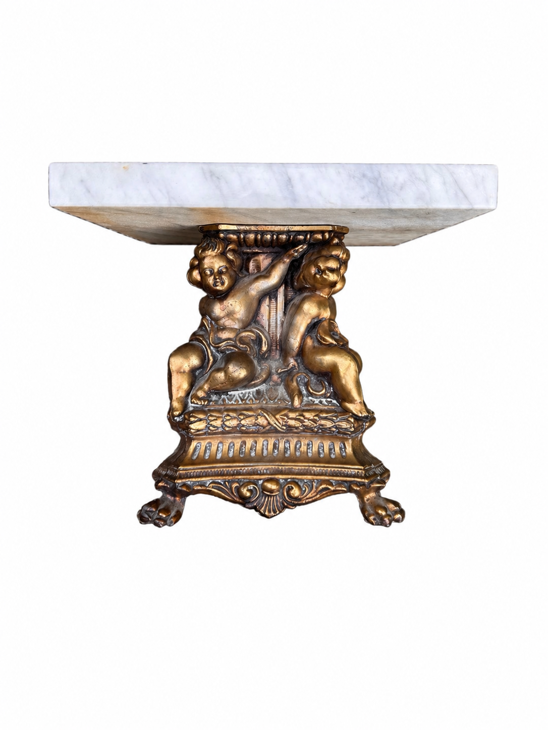 Italian Marble & Gilt Cherub Pedestal Riser — Estate Conversion