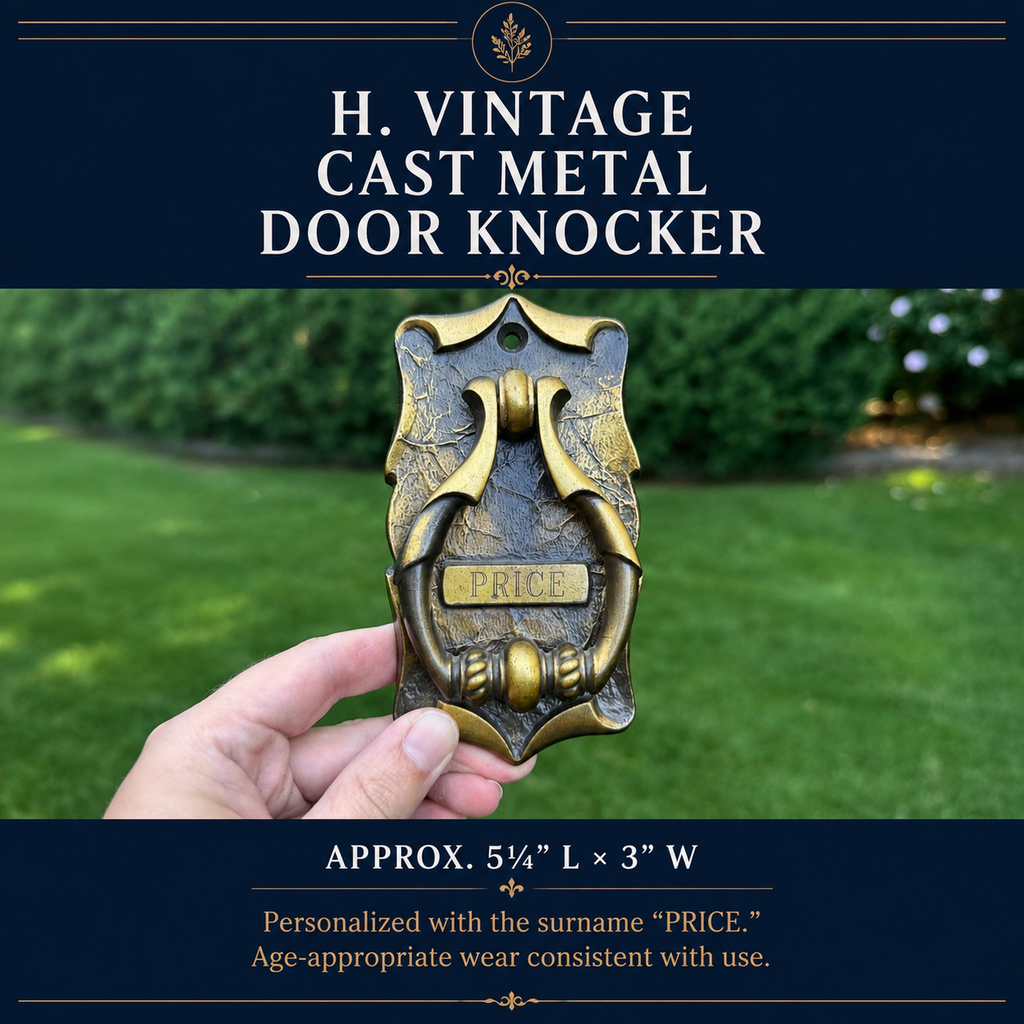 Vintage Cast Metal Personalized “PRICE” Door Knocker