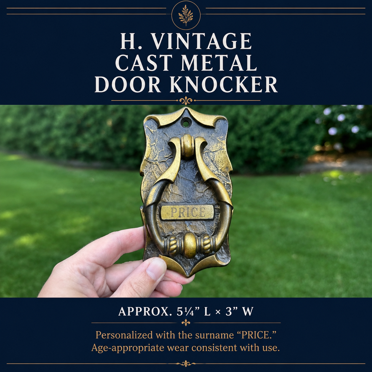 Vintage Cast Metal Personalized “PRICE” Door Knocker