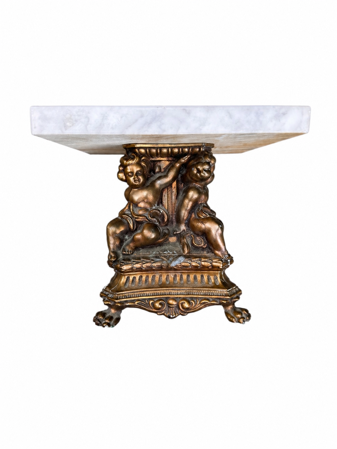 Italian Marble & Gilt Cherub Pedestal Riser — Estate Conversion