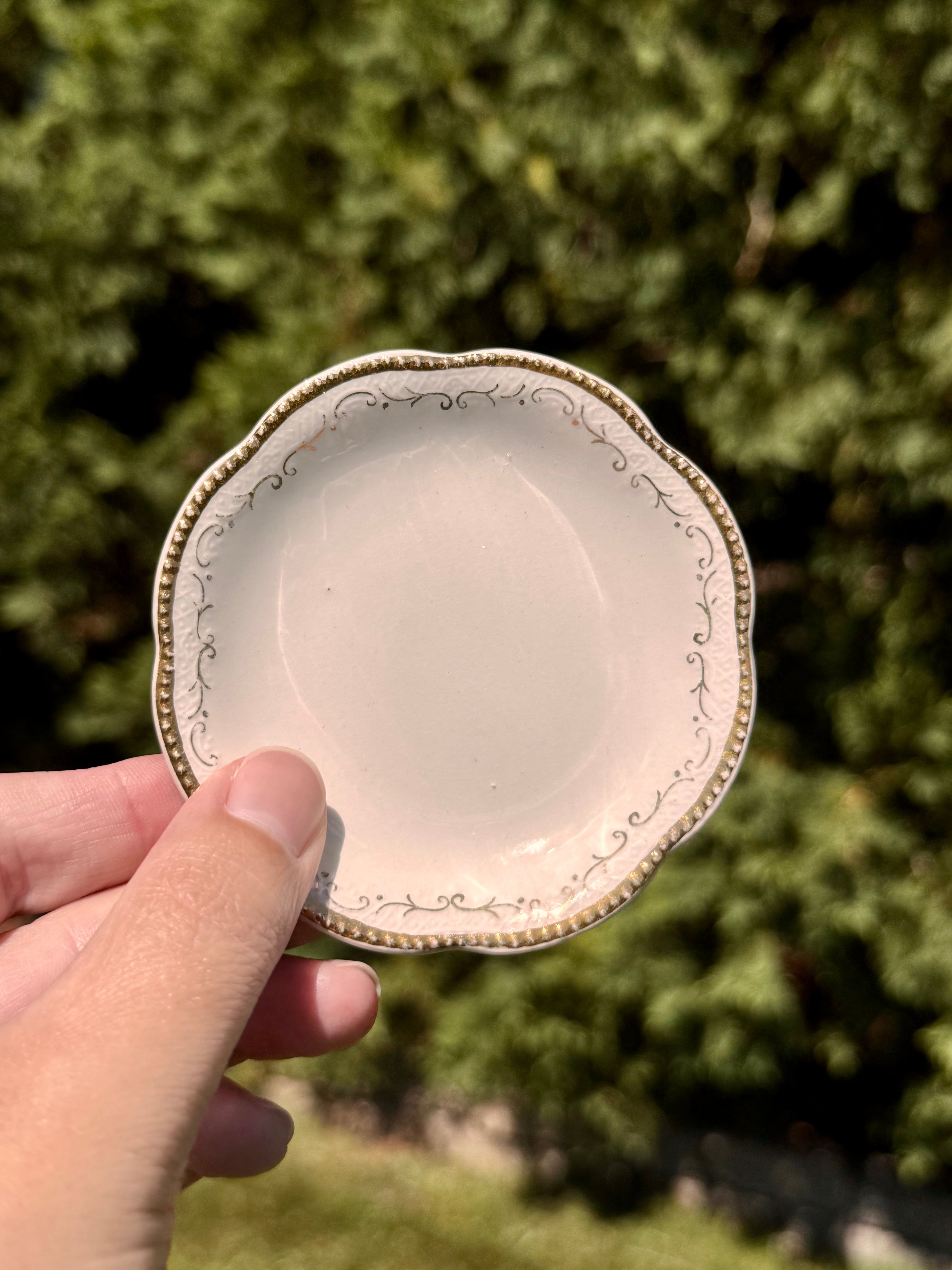 Antique English Gold Trim Butter Pats by A.J. Wilkinson | Set of 6