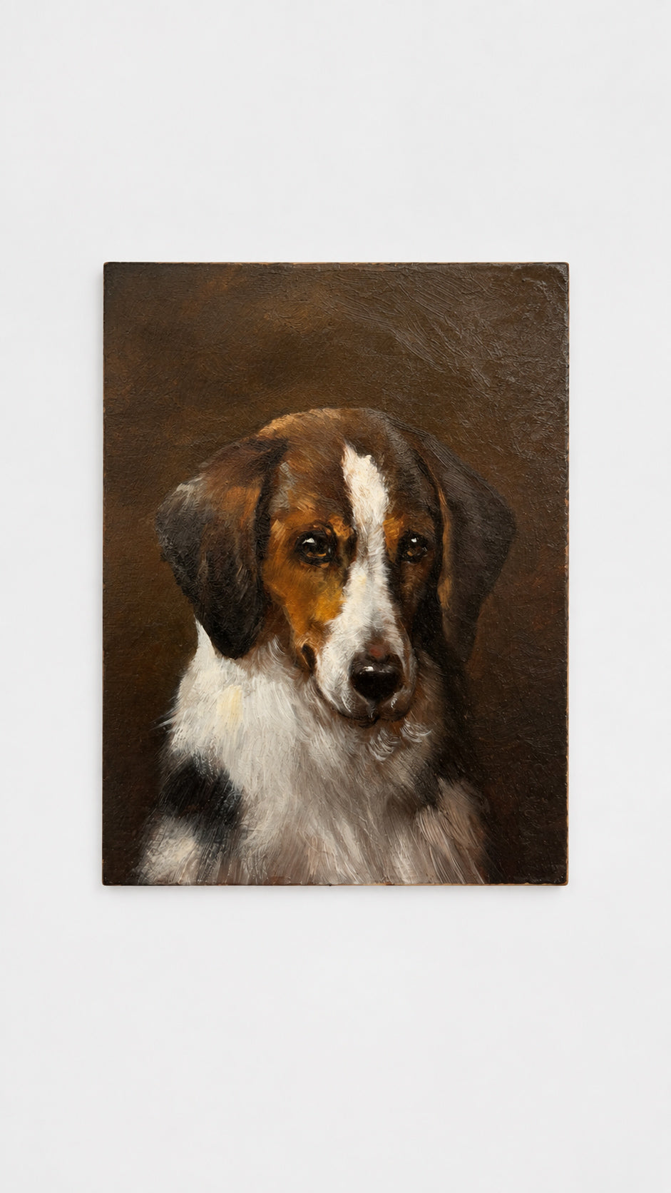 Original Oil on Board Dog Portrait in Ornate Gilt Wood Frame | Framed Hound Painting