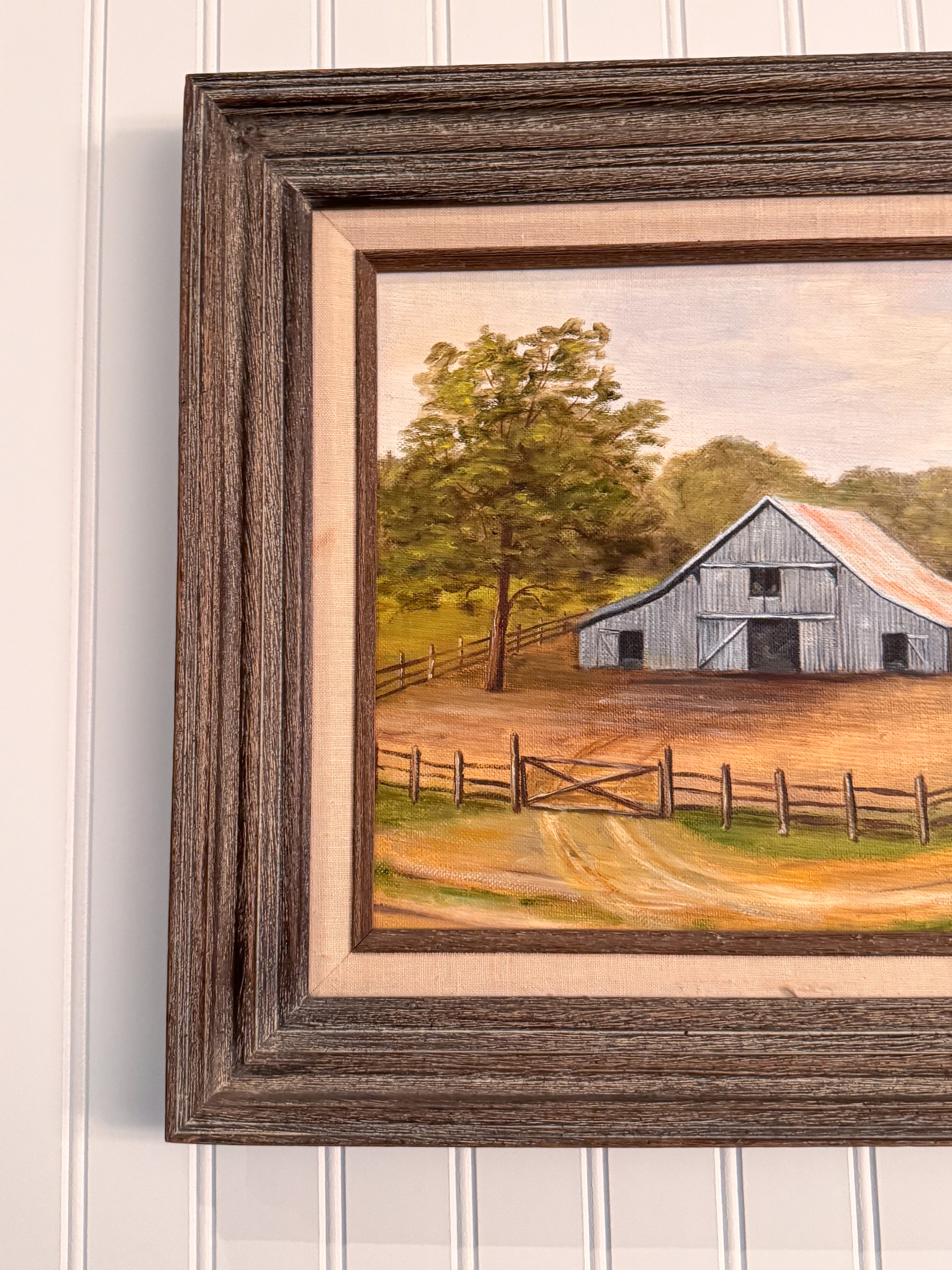 Original Barn Oil Painting by Marie Jacobs (1982) | Signed Framed Americana Landscape