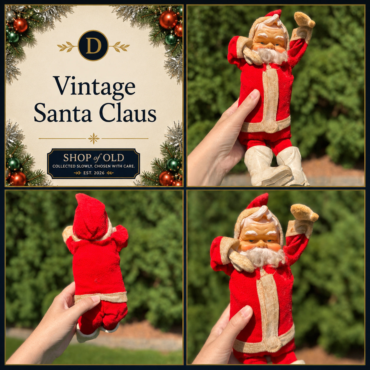 Vintage Flocked Santa Claus | Made in Japan Christmas Figure