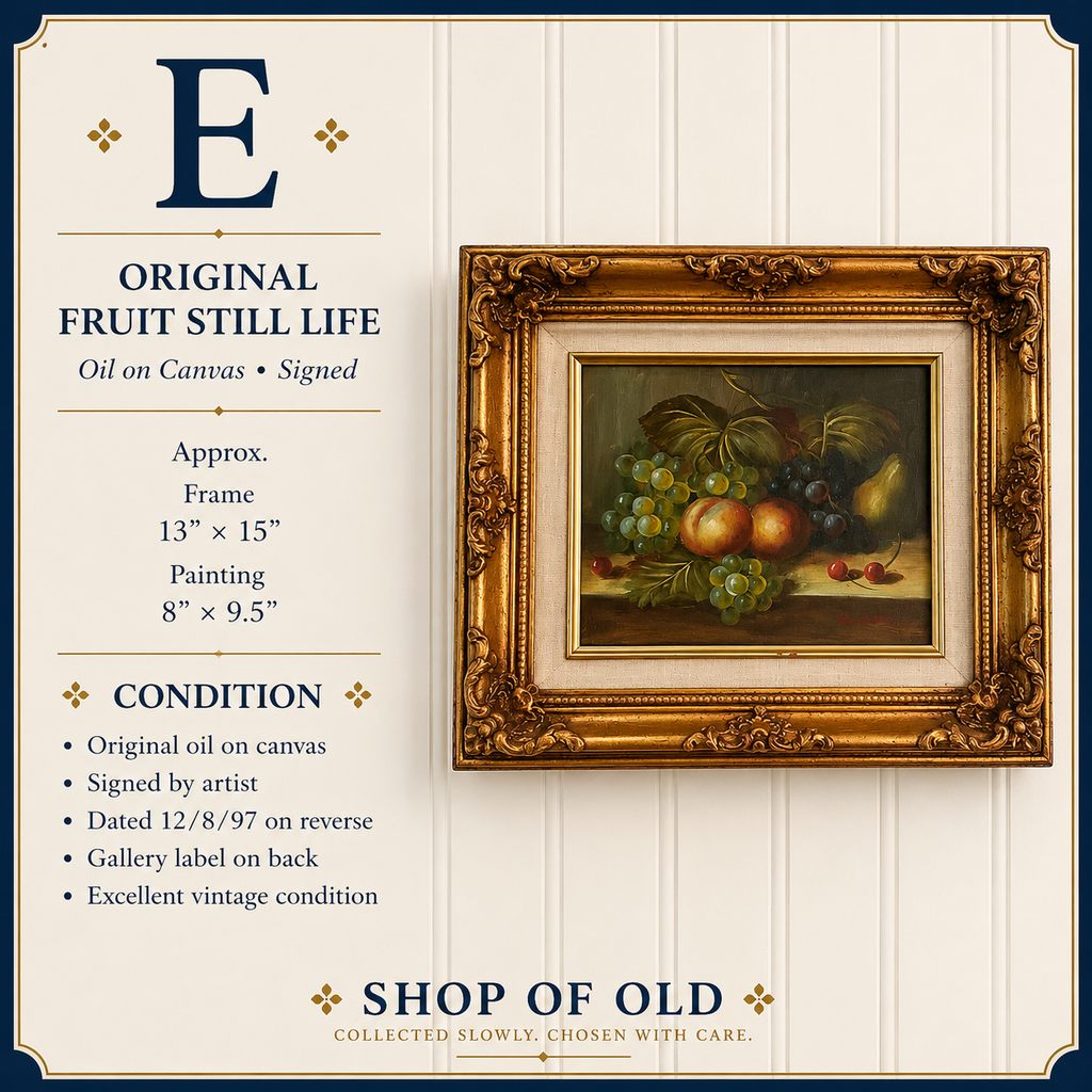 Original Fruit Still Life Oil Painting | Signed Oil on Canvas in Ornate Gilt Frame