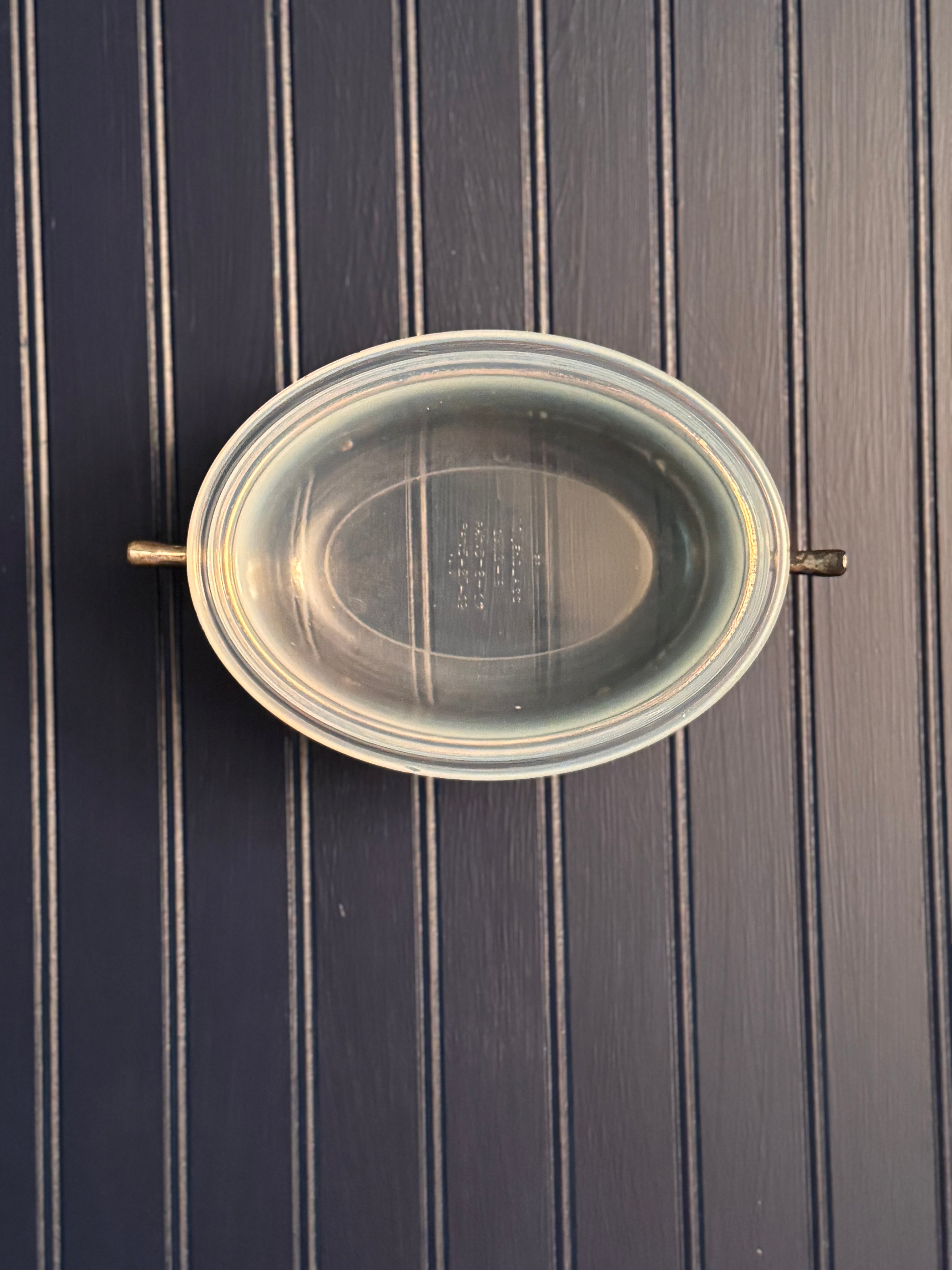 Antique H.C. Fry Ovenglass Casserole with Silver-Plated Caddy | Opalescent Glass