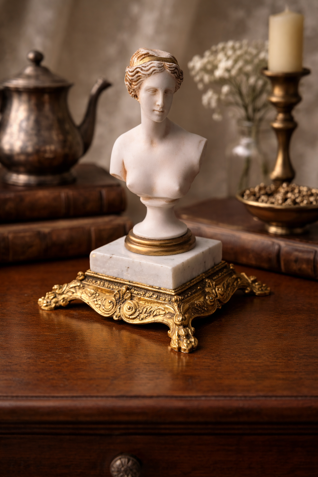 French Marble & Gilt Bronze Clock Base Riser, Salvage Fragment