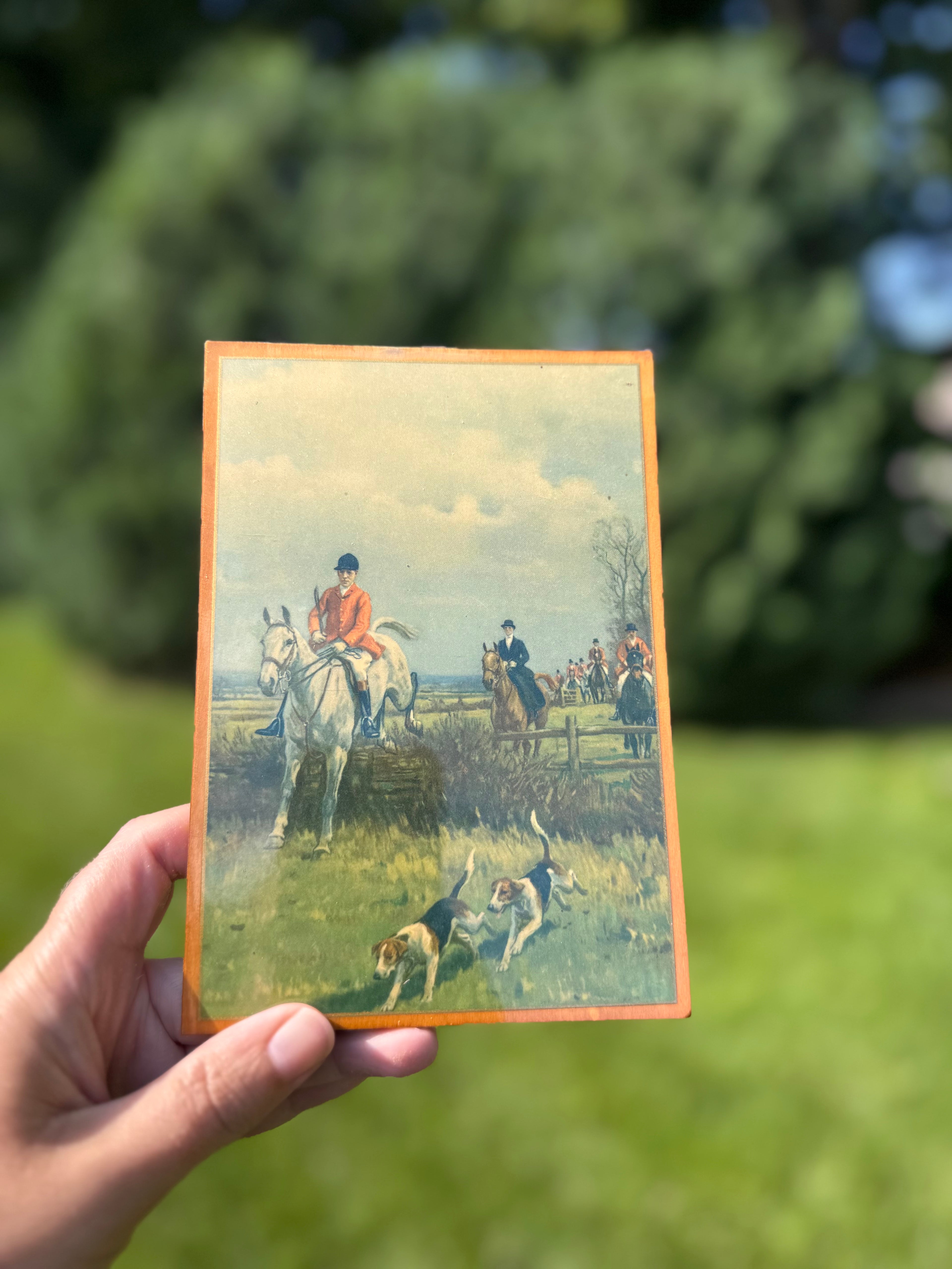 Vintage John Sanderson Wells Fox Hunting Plaques | “Over Field and Fence” & “A Merry Chase” | English Sporting Wall Art | Set of 2