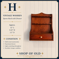 Vintage Wooden Spoon Rack with Drawer | Wall-Mounted Farmhouse Kitchen Shelf